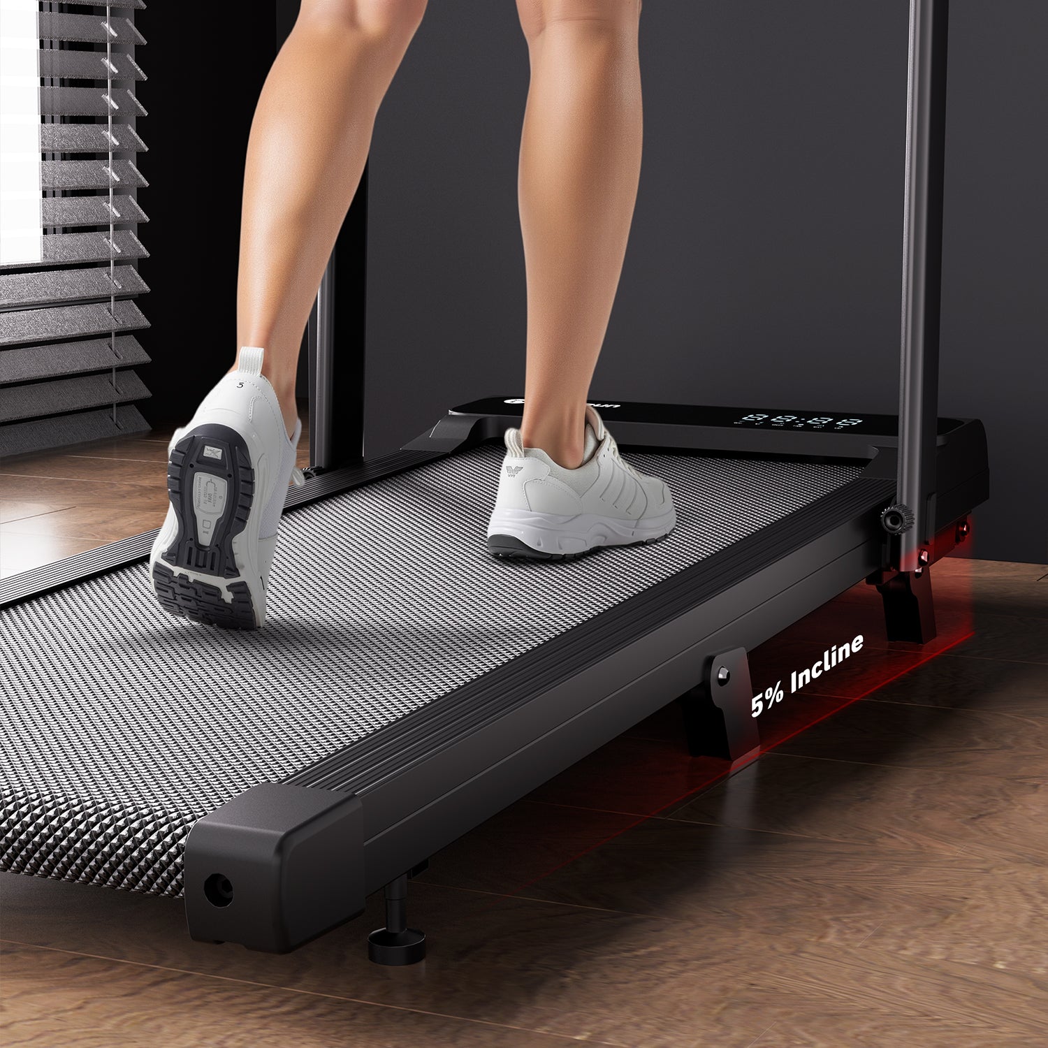 2026 New A6 Plus Handle 5% Incline 2 in 1 Foldable Treadmill with Whole Screen Upgraded Chip & NFC Support | 300 lbs, 7.5 mph, Black