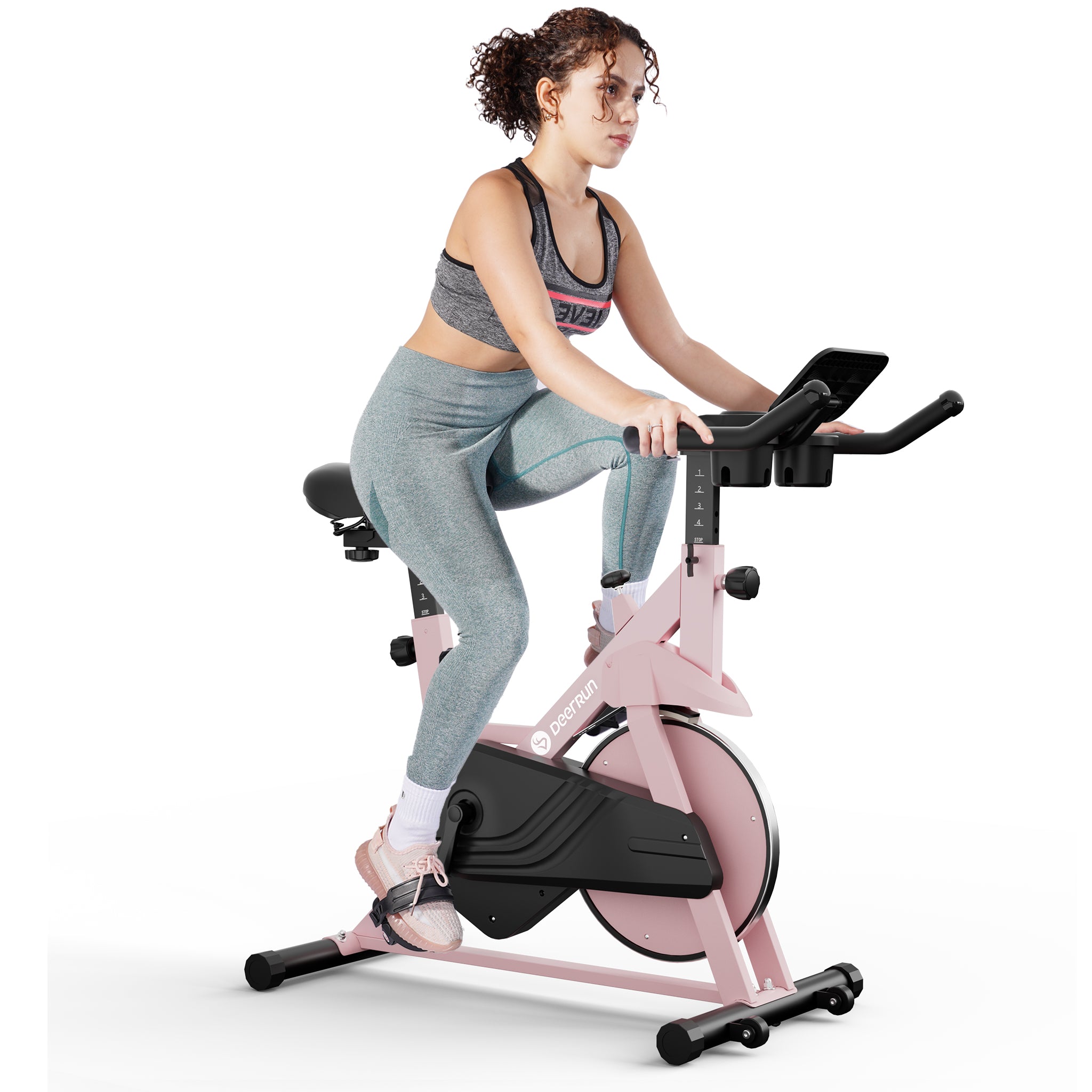 DeerRun S500 Indoor Smart Stationary Cycling Bike with PitPat App, 1-32 Magnetic Resistance-Pink