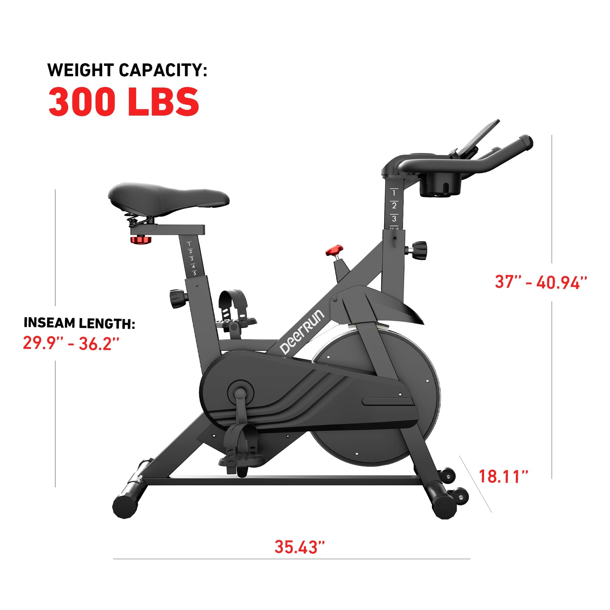 DeerRun S500 Indoor Smart Stationary Cycling Bike with PitPat App, 1-32 Magnetic Resistance-Black