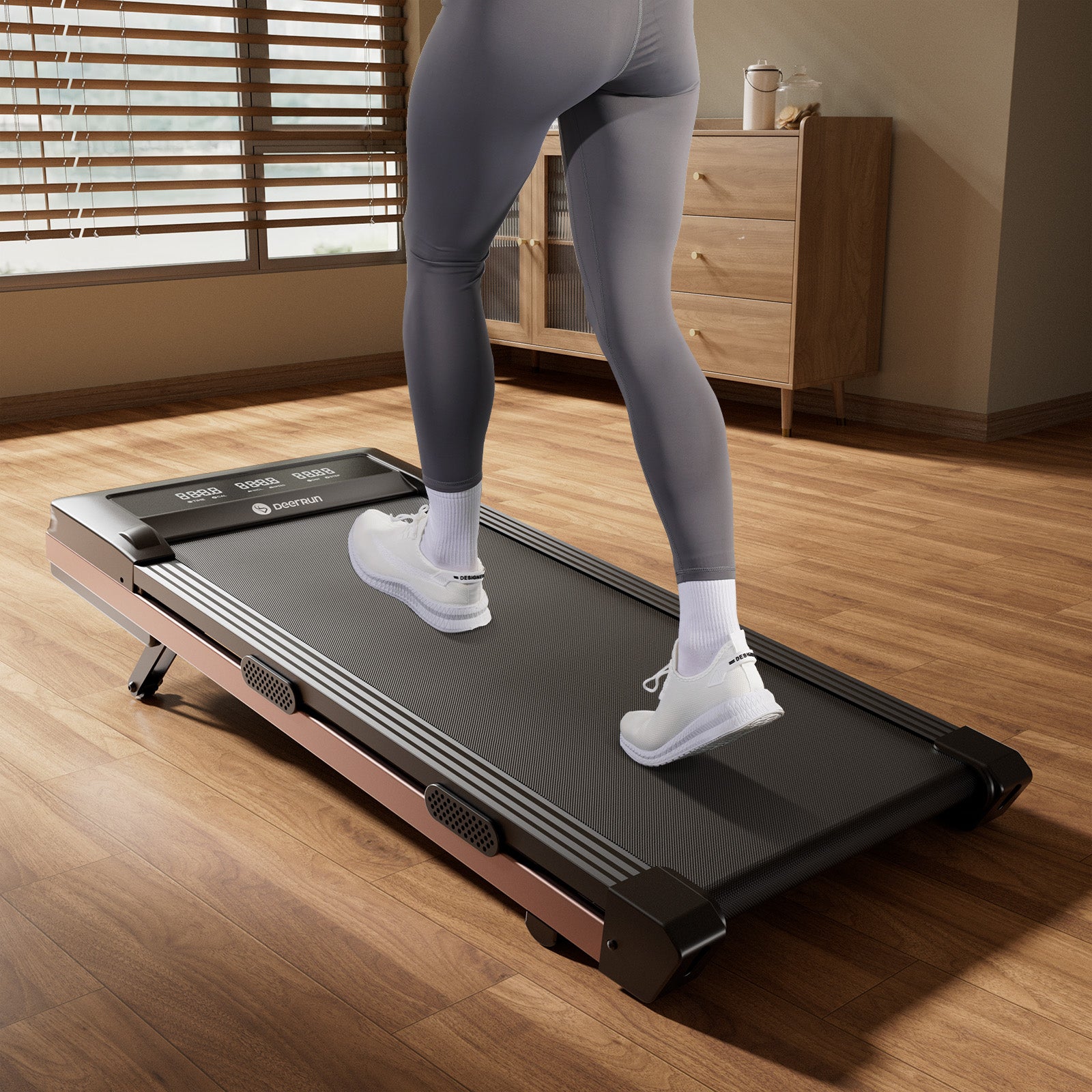 DeerRun Z10 12% Auto Incline Smart Walking Pad Treadmill with remote control-Rose Gold