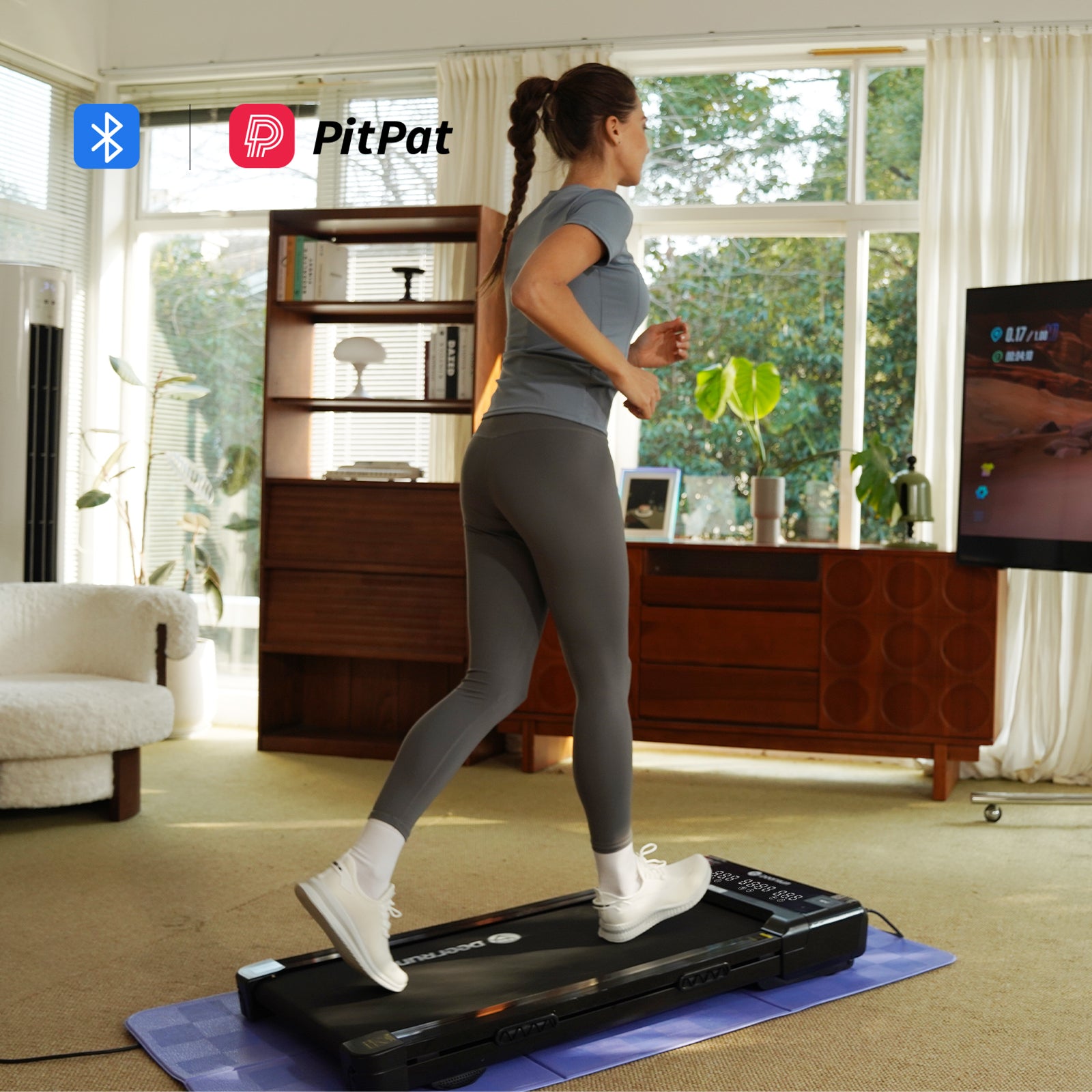 DeerRun Z10 Upgrade Full-screen Smart Walking Pad Treadmill with remote control 12% Auto Incline - Black, More Light