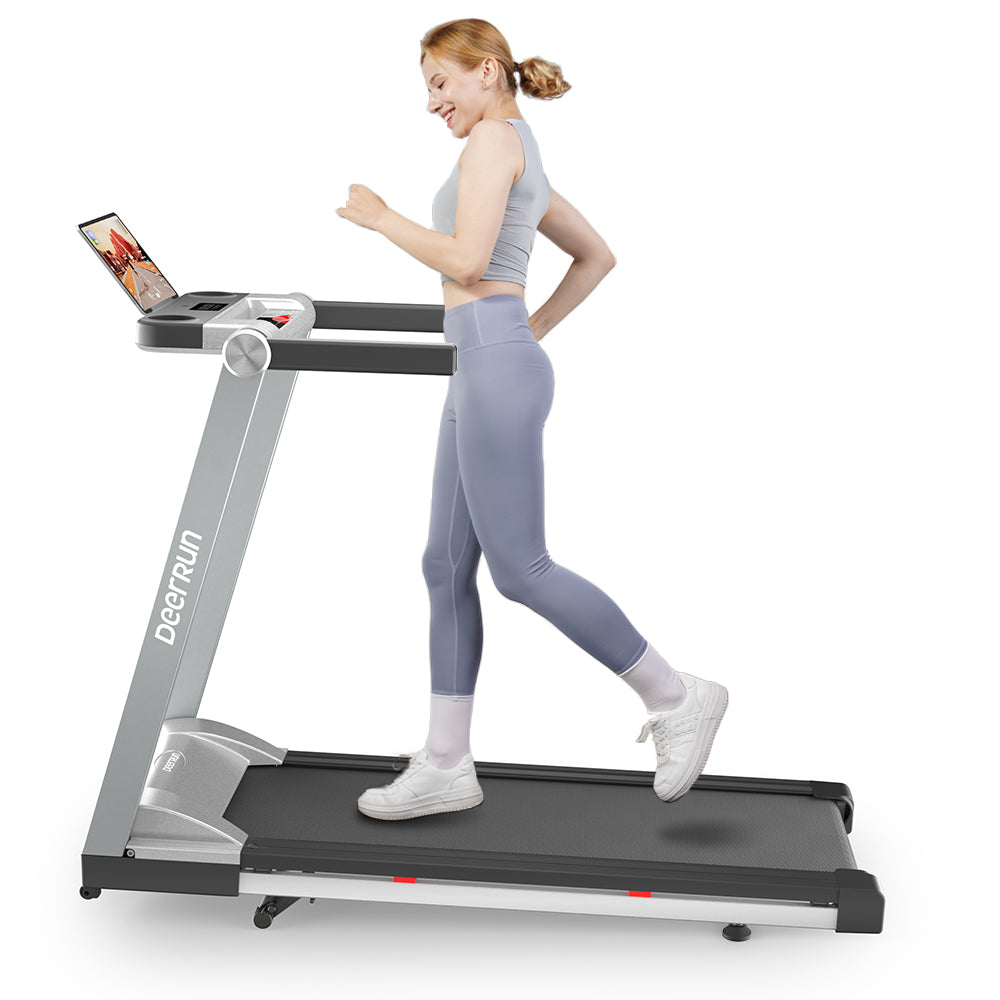 DeerRun A1 Pro Move+  6% Incline Foldable Treadmill——2025 Upgraded Chip & NFC Support | 350Lbs, 10mph Silver