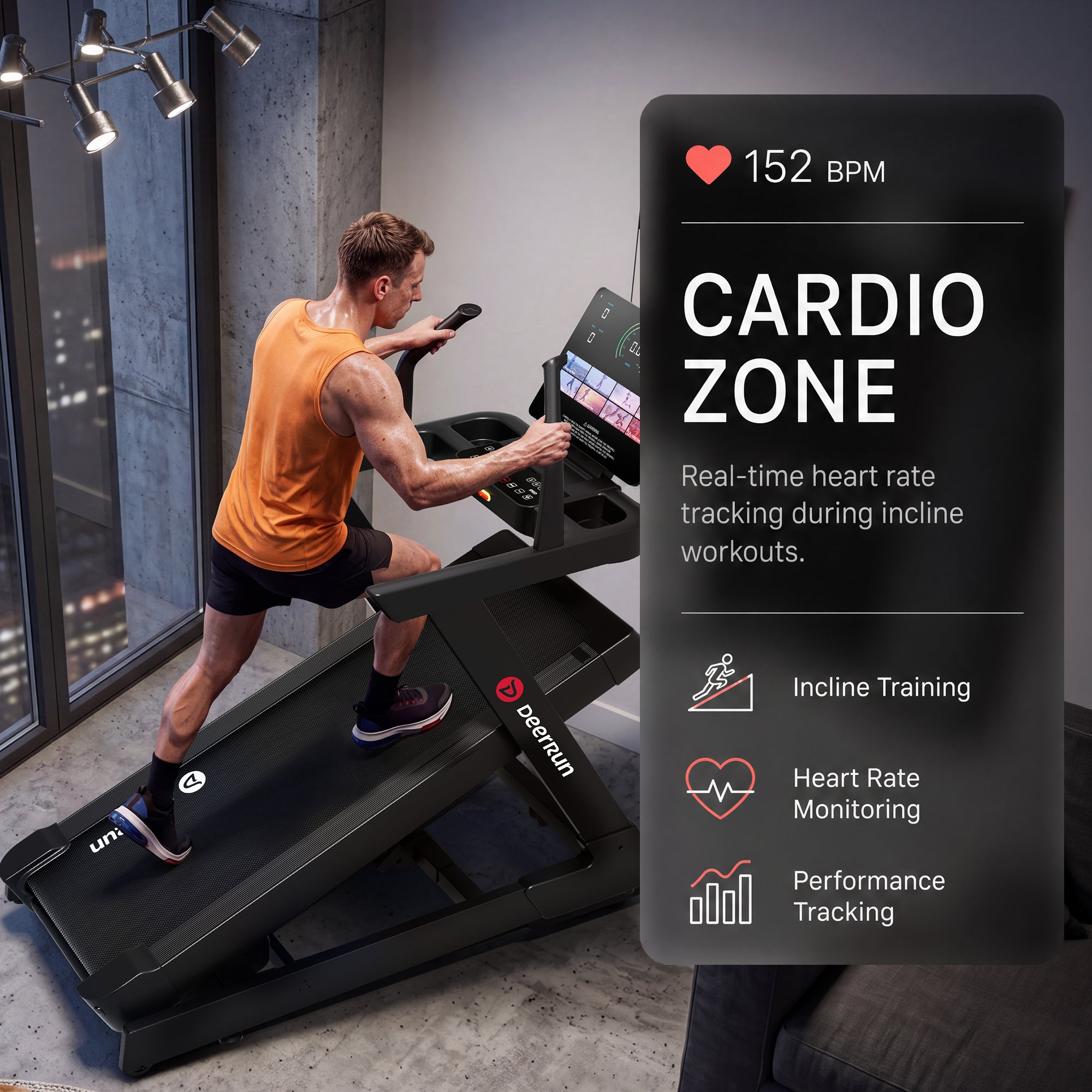DeerRun Apex Titan 1 -6% Decline to 48% Incline Real Terrain Training Treadmill