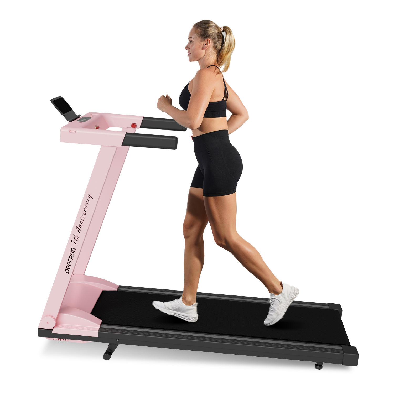 DeerRun A1 Pro Anniversary Edition Folding Smart Treadmill with 6% Manual Incline Support Bluetooth & Remote Wireless Control-Elegant Pink