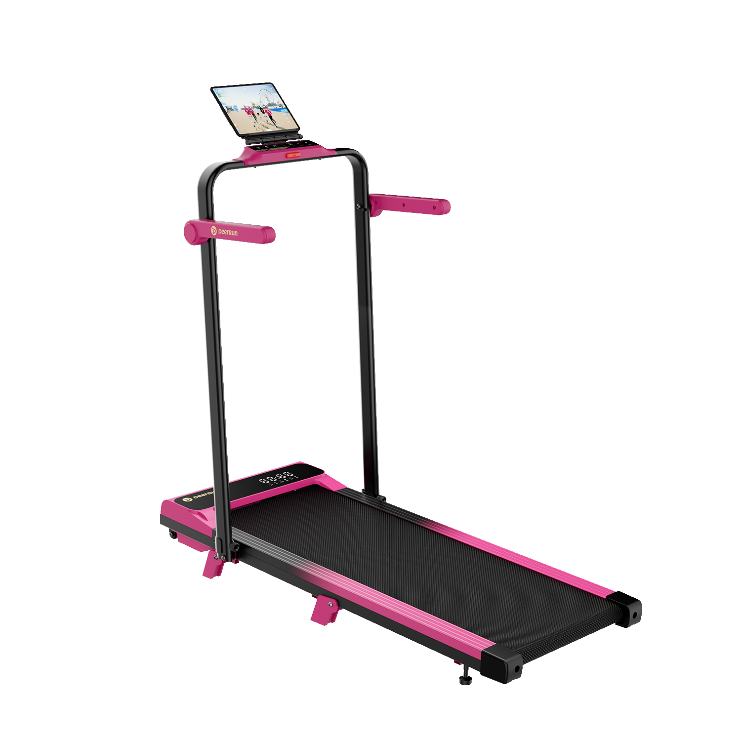 Valentine's Gift Couple-friendly 5% Incline Treadmill with Handrail - Black Pink