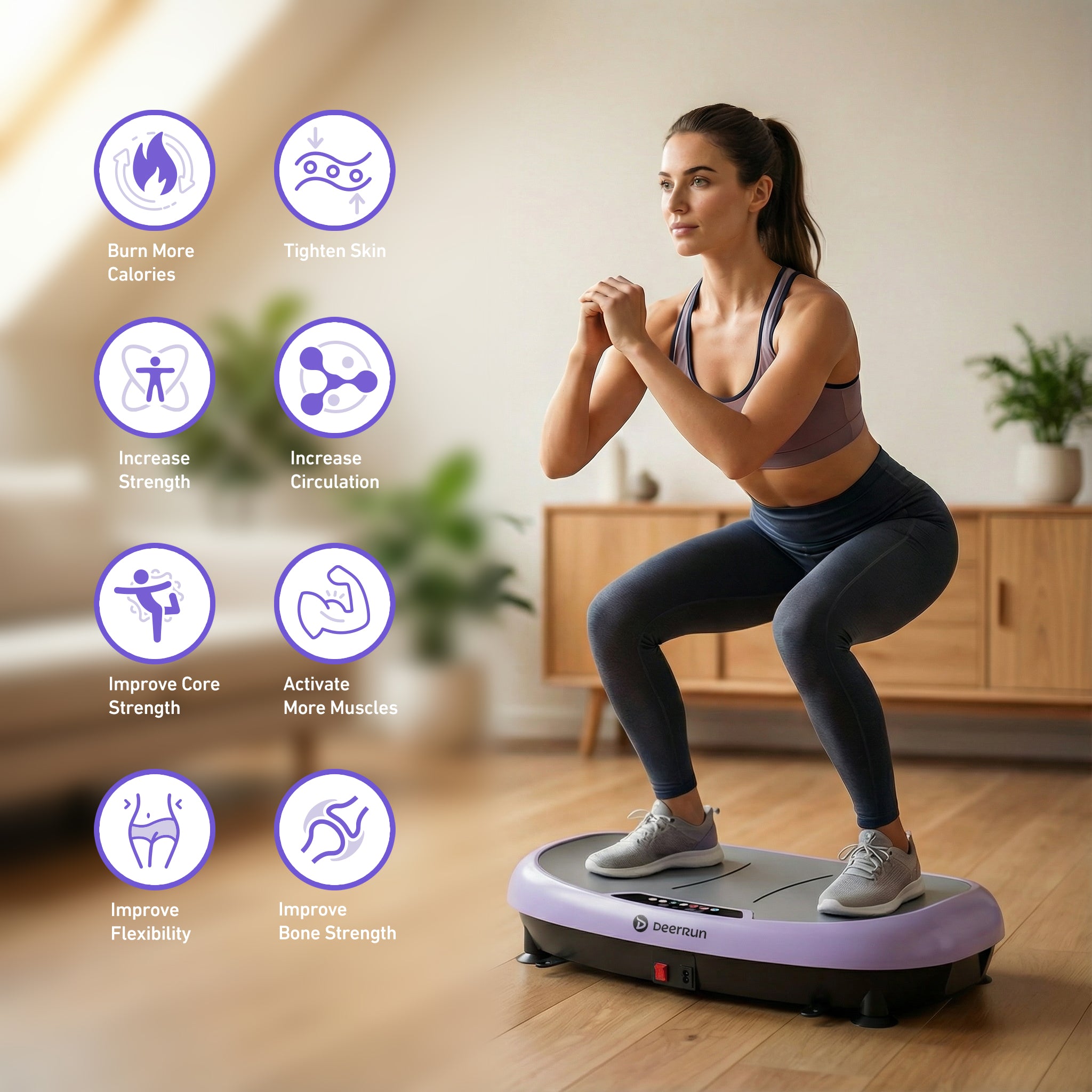 DeerRun® High-Power Full‑Body Vibration Plate Workout, 440lbs