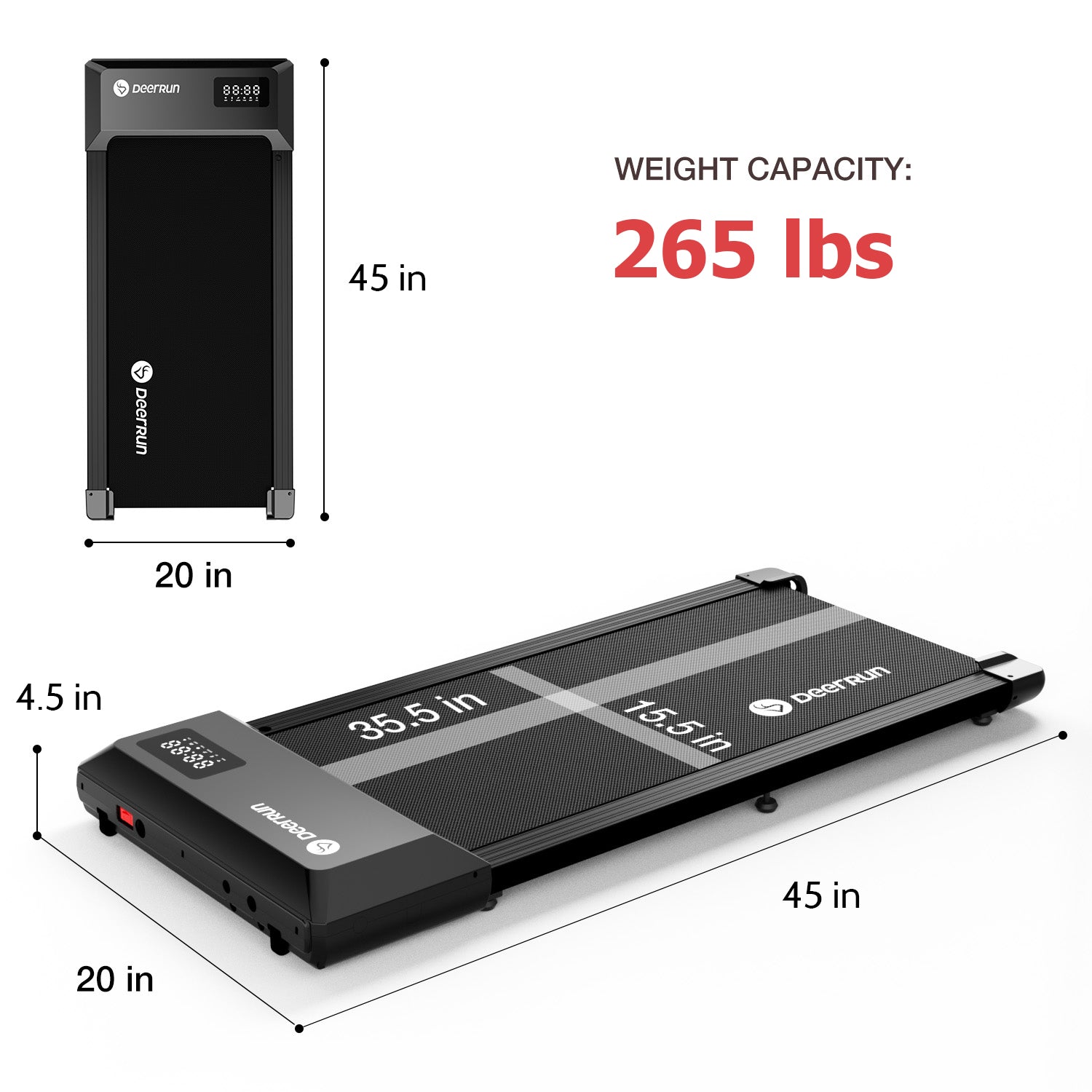 DeerRun Q1-Urban Under-Desk Treadmill with Remote Control and Mat