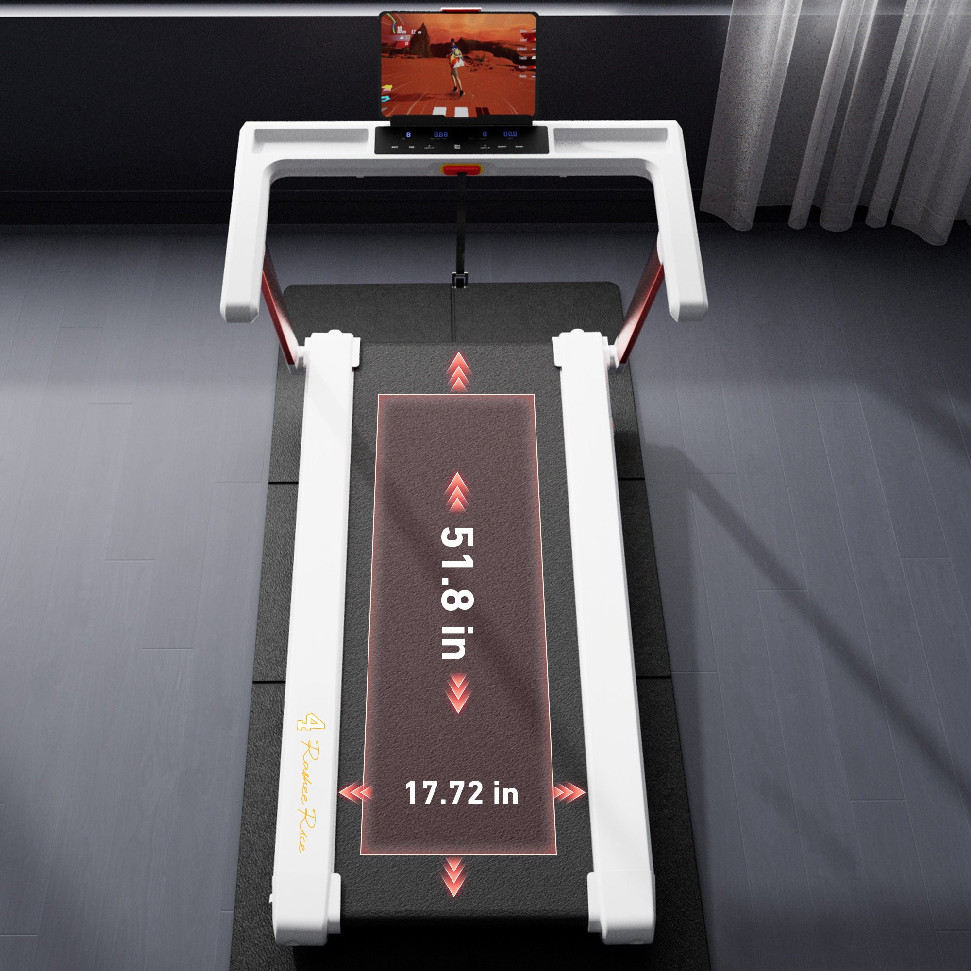 DEERRUN x RASHEE RICE COLLABORATION X20 Treadmill with 15% Auto Incline Full Running Deck Treadmill Support Bluetooth & Remote Wireless Control