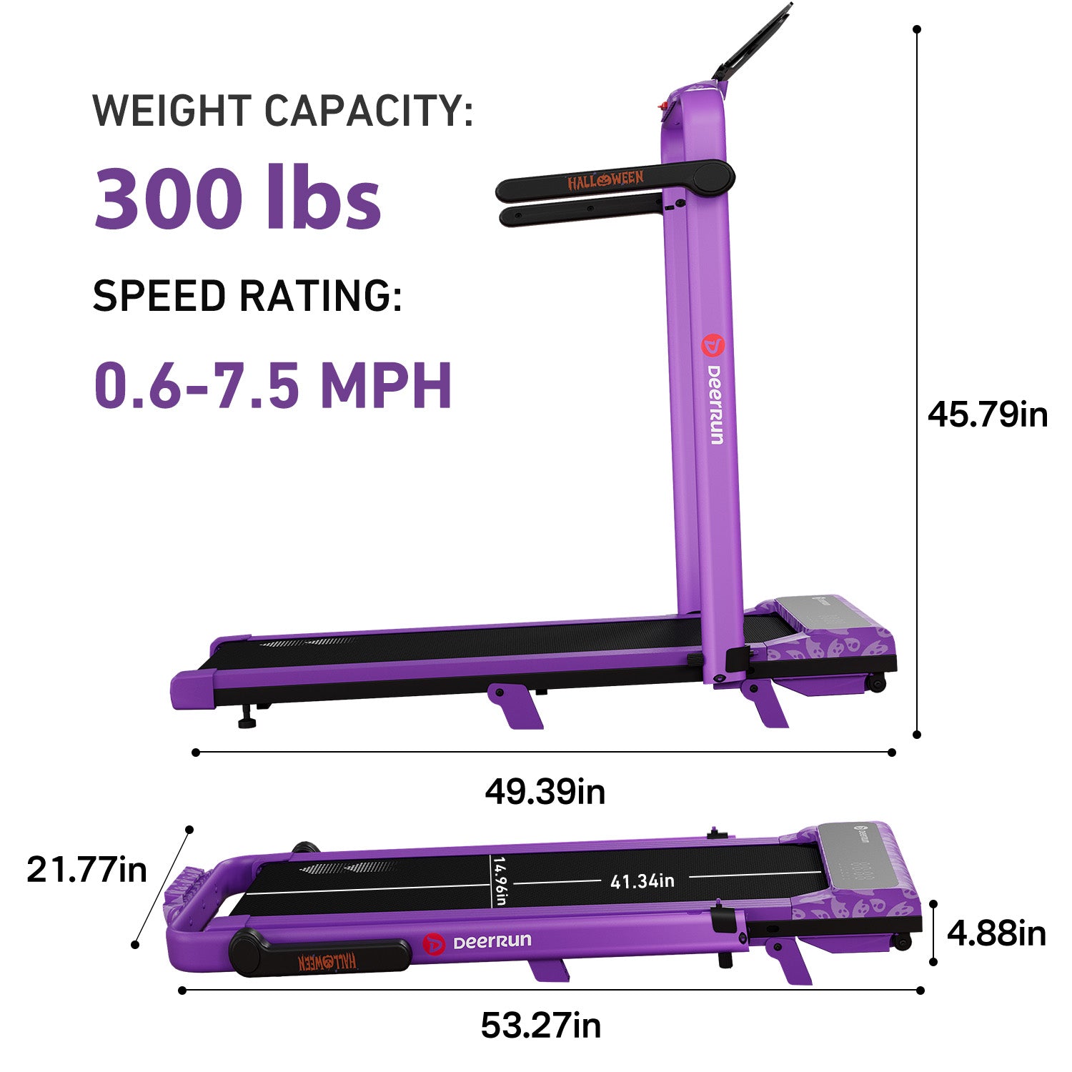DeerRun Halloween Gift Edition 2-in-1 Foldable Treadmill for Home, Run & Save Space - With 6% Incline, Handlebar & Full Display Screen