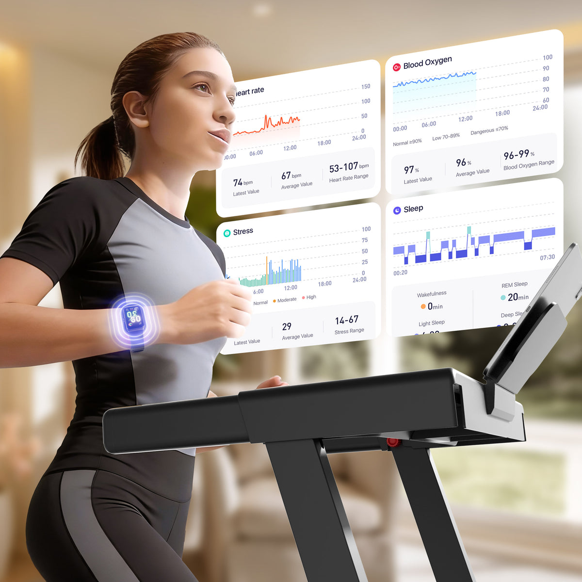 DeerRun All-New 2026 A1 Pro Move+ Smart Foldable Treadmill with 6% Inc