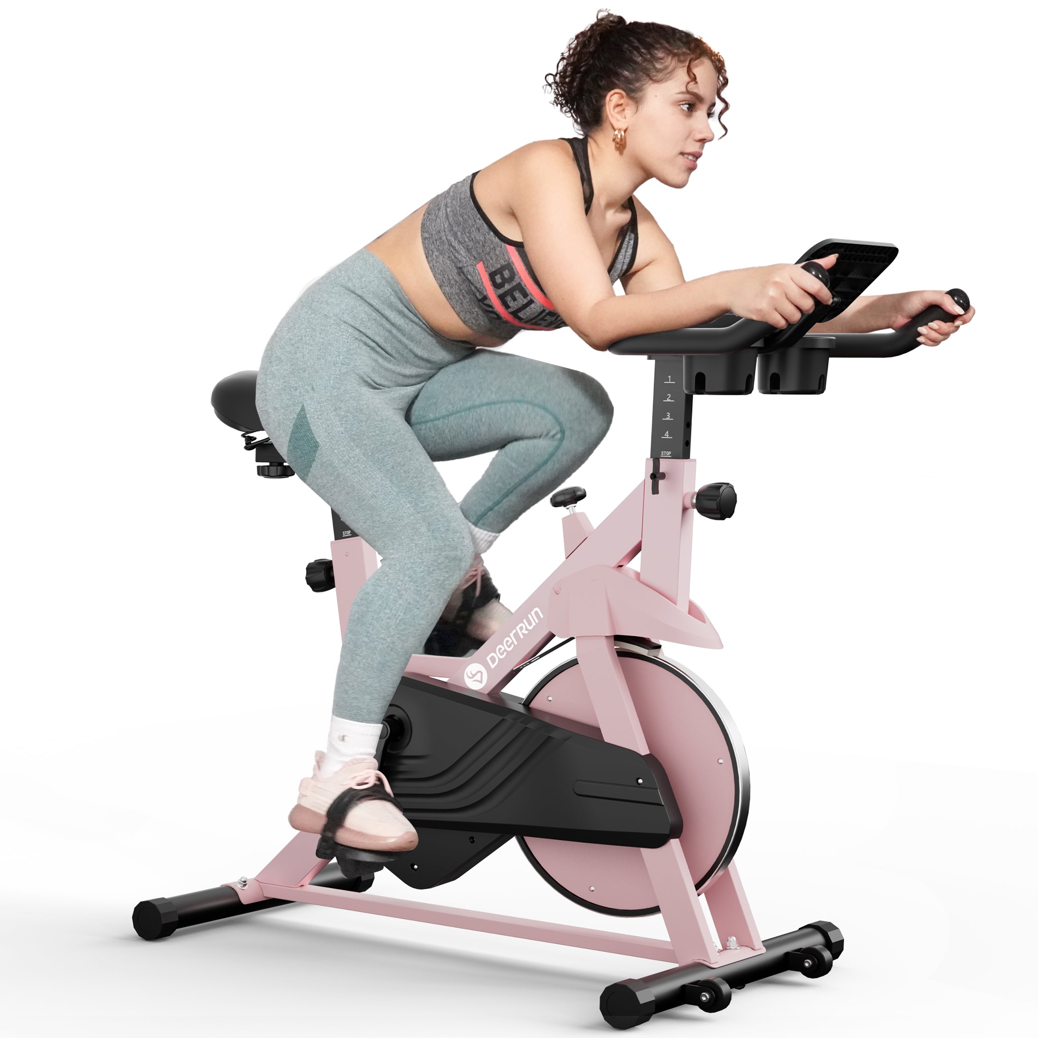 DeerRun S500 Indoor Smart Stationary Cycling Bike with PitPat App, 1-32 Magnetic Resistance-Pink