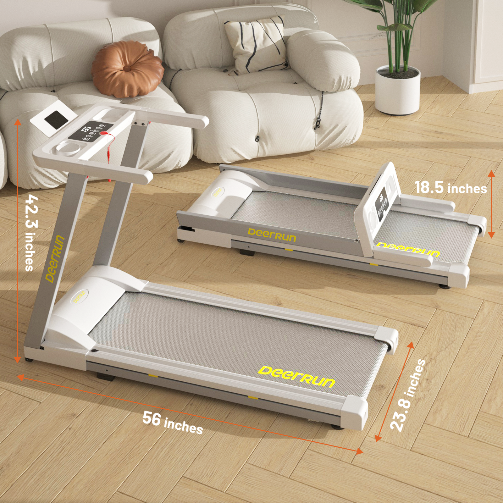 DeerRun A1 Folding Smart Treadmill 0% Incline Bluetooth App & Wireless Remote Control