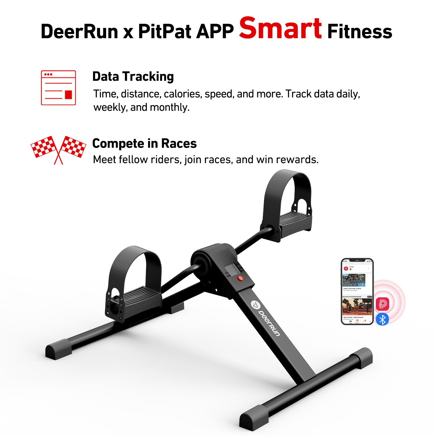 DeerRun® Smart Under Desk Bike for Arms, Legs Therapy or Calorie Burn