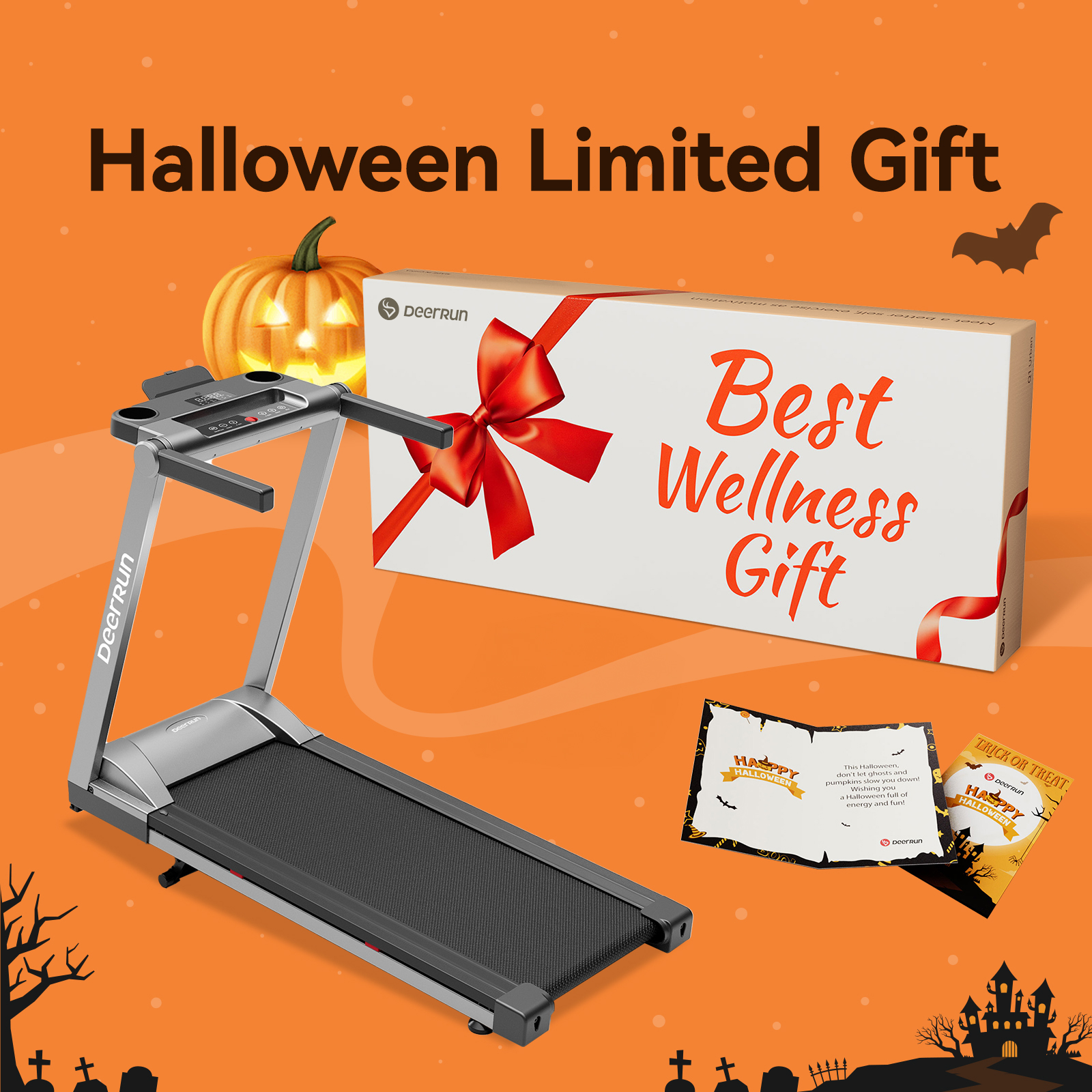 DeerRun A1 Pro Folding smart treadmill with 6% incline Silver - 10 MPH, 350 lbs & Gift giving