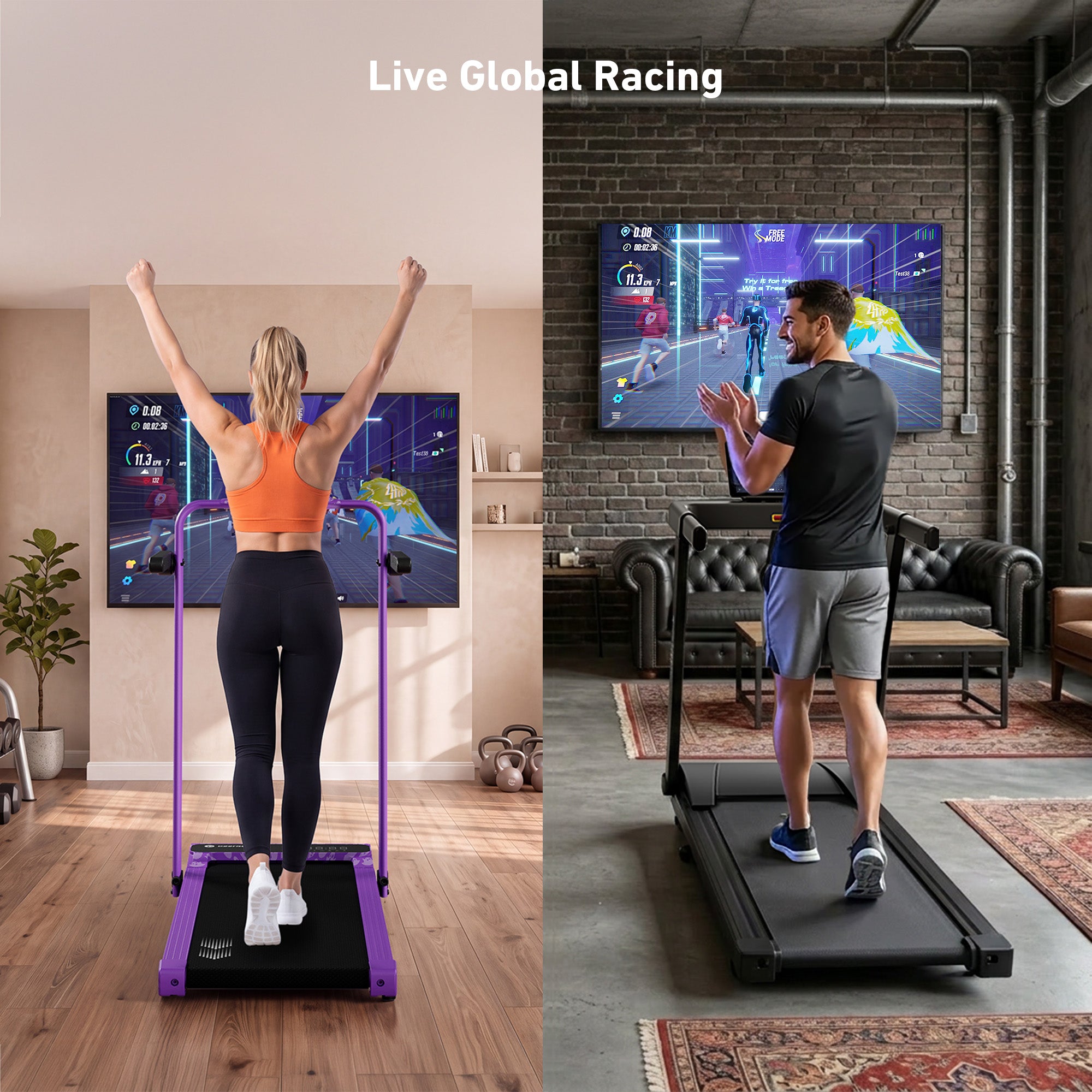 DeerRun Halloween Gift Edition 2-in-1 Foldable Treadmill for Home, Run & Save Space - With 6% Incline, Handlebar & Full Display Screen