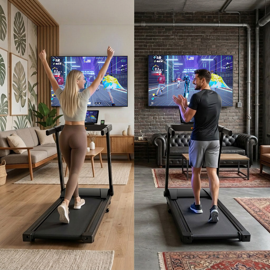 DeerRun All-New 2026 A1 Pro Move+ Smart Foldable Treadmill with 6% Incline & NFC | 350 lbs, 10 mph, Black