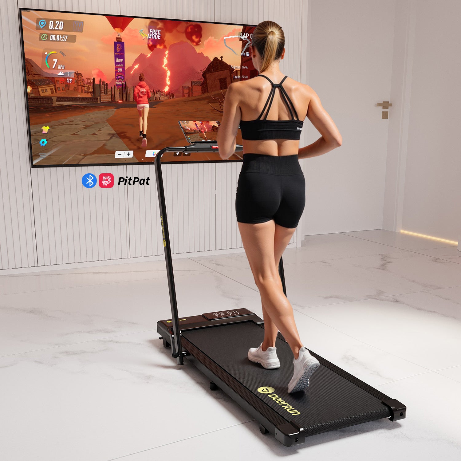DeerRun A5 PRO Vitality – 2025 Smart 2-in-1 Foldable Treadmill, Upgraded Chip & NFC Support | 7.5mph, 300Lbs