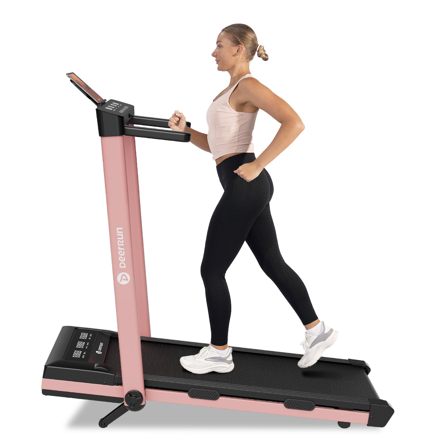 DeerRun Z10 Pro Muse Type 2 in 1 Foldable Treadmill with Remote Control, 12% Auto Incline, Pink