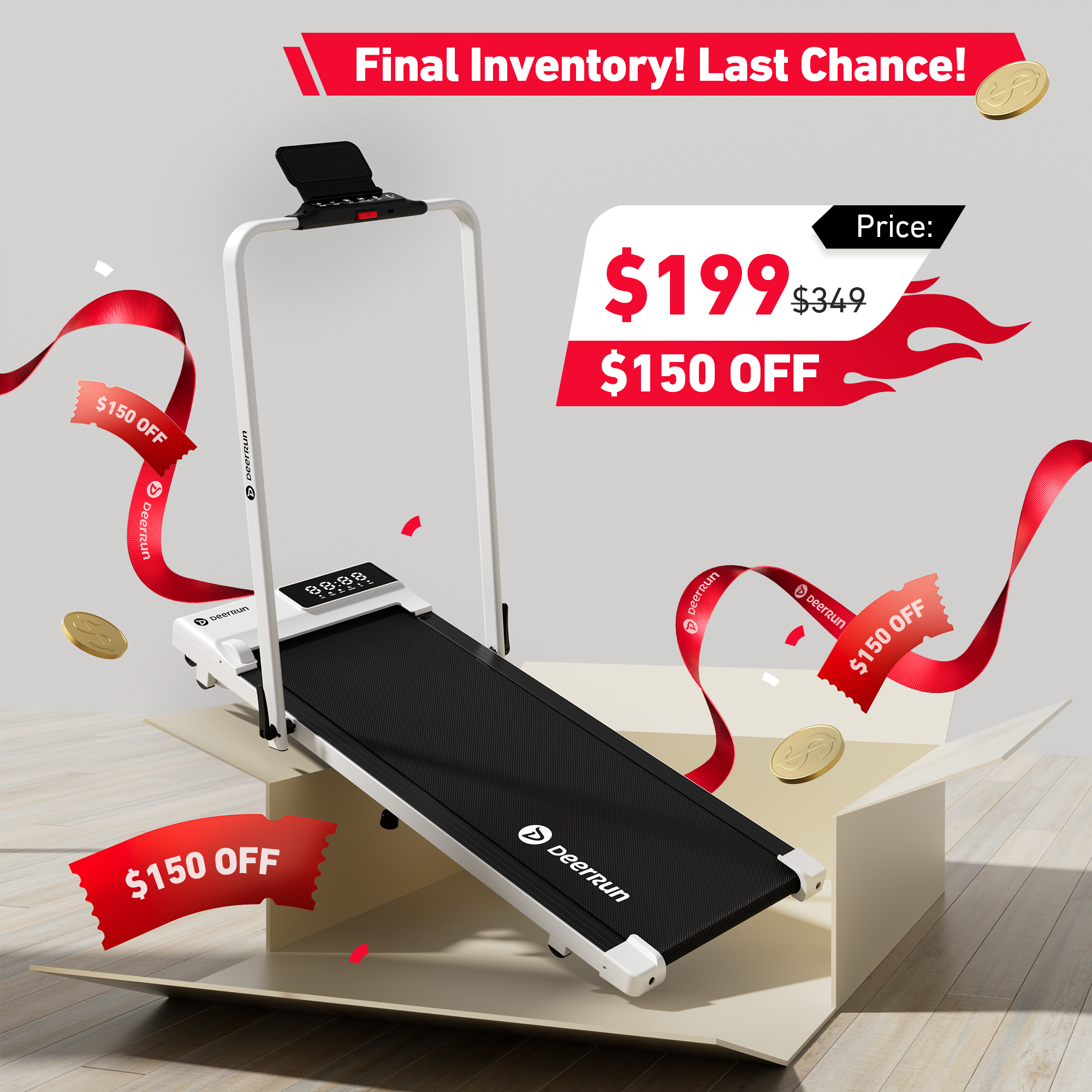 DeerRun A5 Pro Smart 2 in 1 Folding Treadmill White