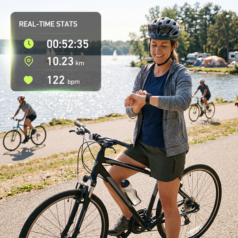 bike helmet tracks fitness DeerRun® Fitness Smart Watch: Sync to PitPat App & Track Workouts