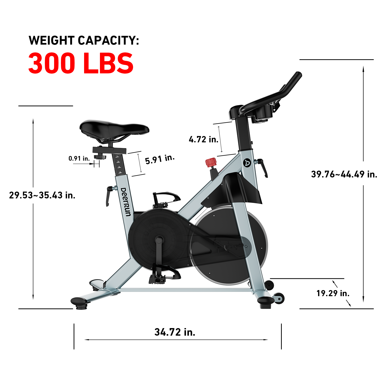 DeerRun S500 Pro King Size Indoor Exercise Bike for Tall Riders 32 Magnetic Adjustable Resistance, LED Screen, Silver
