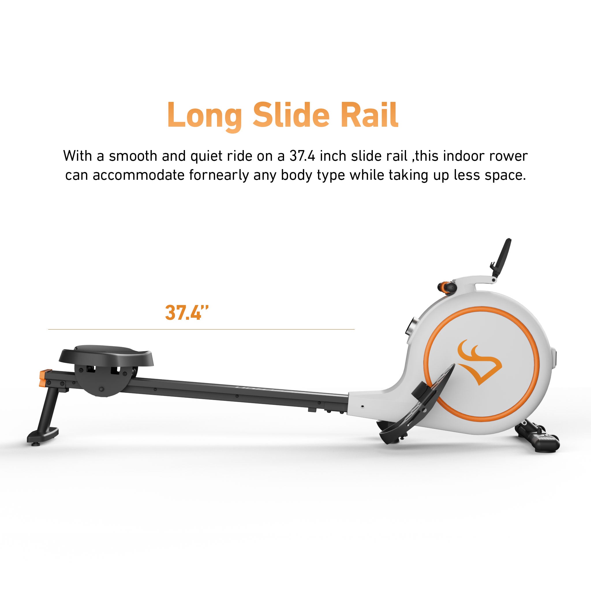 DeerRun RW600 Adjustable 32-Level Magnetic Resistance Long Slide Rail Smart Rowing Machine with PitPat App