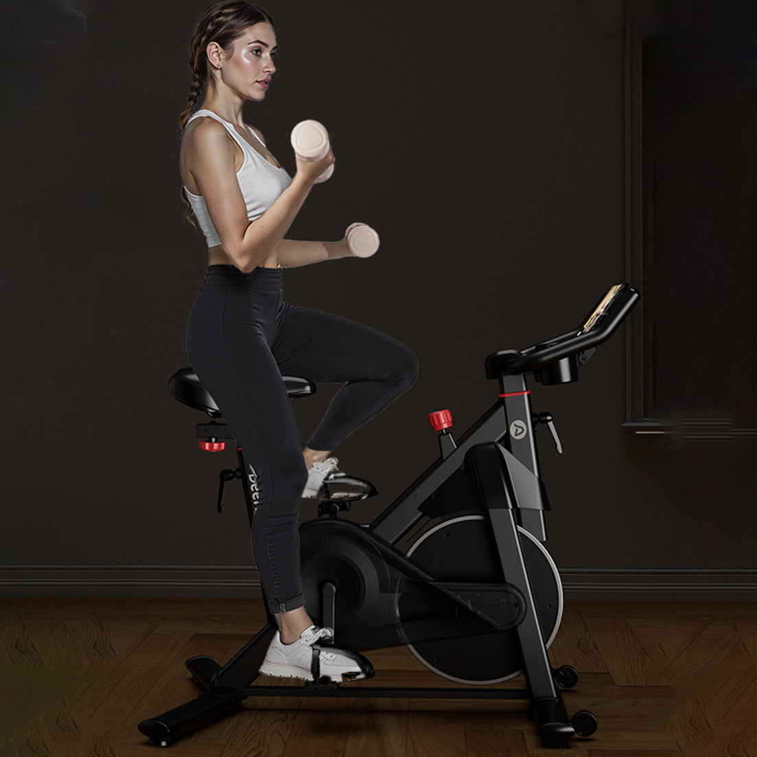 DeerRun S500 Pro King Size Indoor Bike for Tall Riders 32 Resistance, LED Screen
