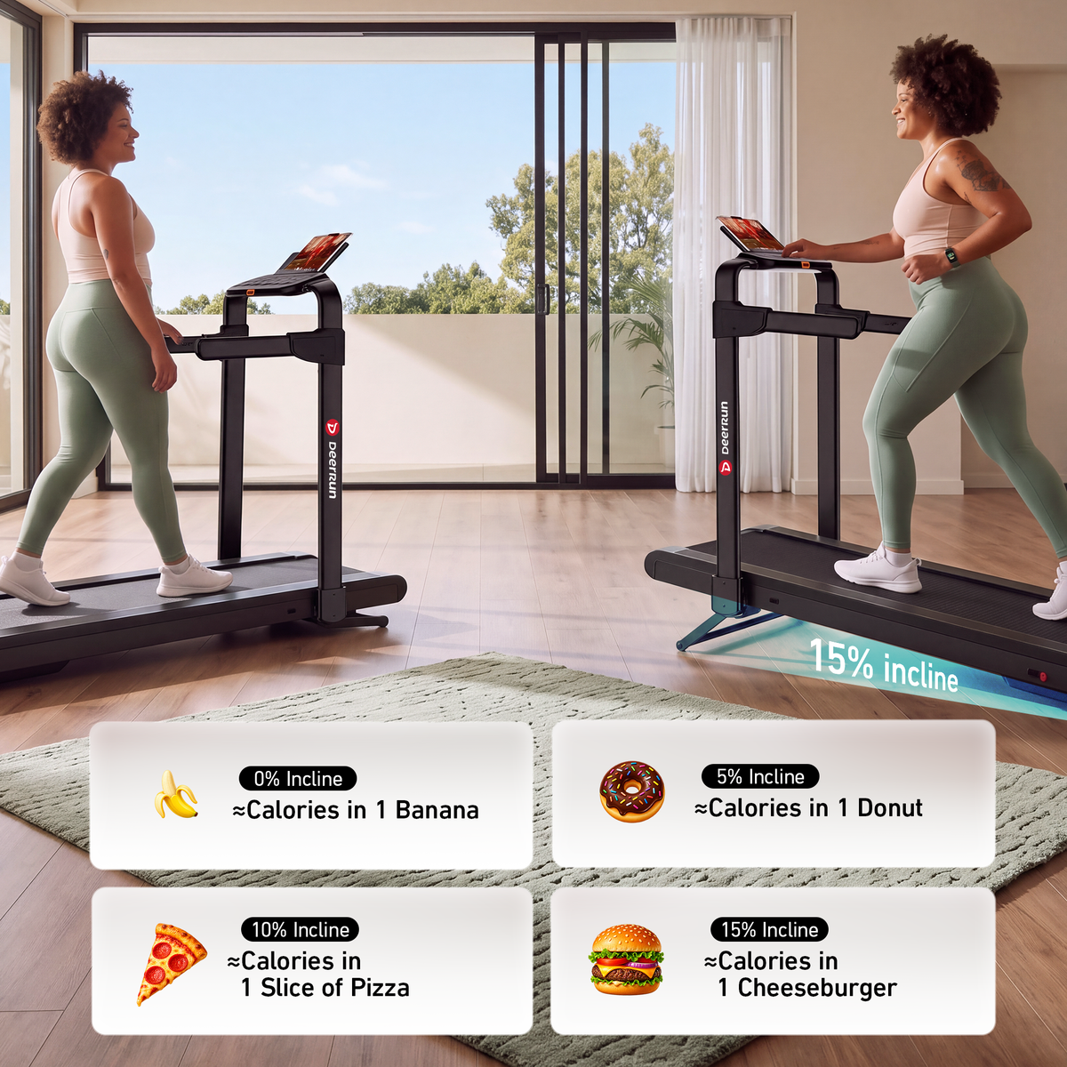 DeerRun Flex Rise 1 Walk-to-Run 15% Auto Incline Foldable Treadmill