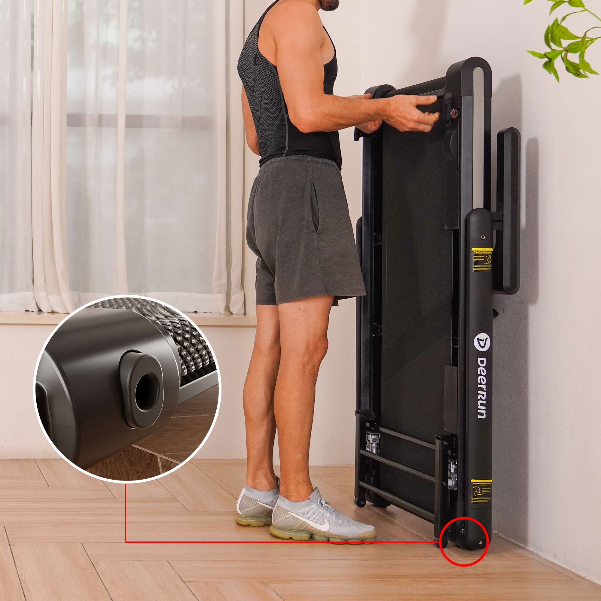 DeerRun X20 Treadmill with 15% Auto Incline Full Running Deck Treadmill Support Bluetooth & Remote Wireless Control