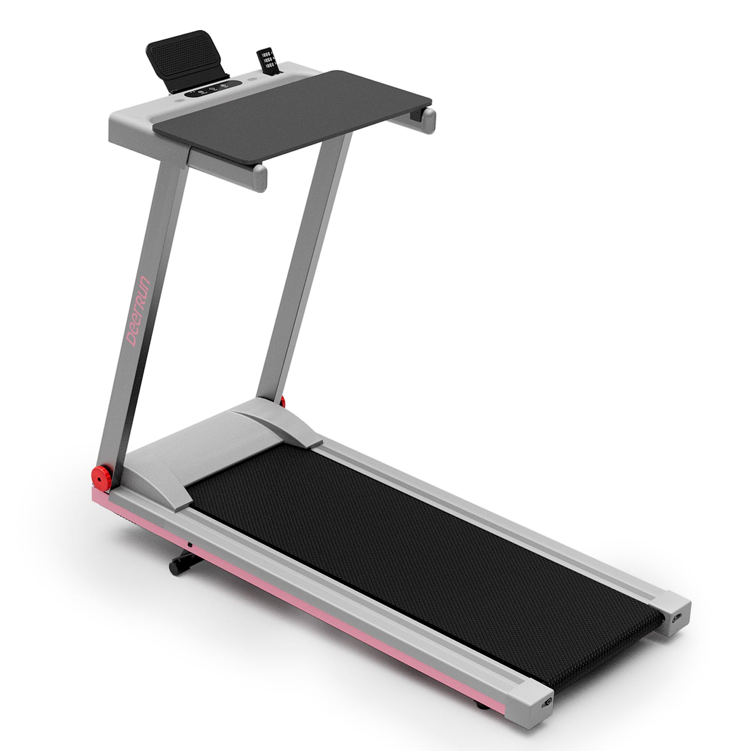 DeerRun A1 Folding Smart Treadmill with  6% Incline Pink Grey- Support Bluetooth & Remote Wireless Control