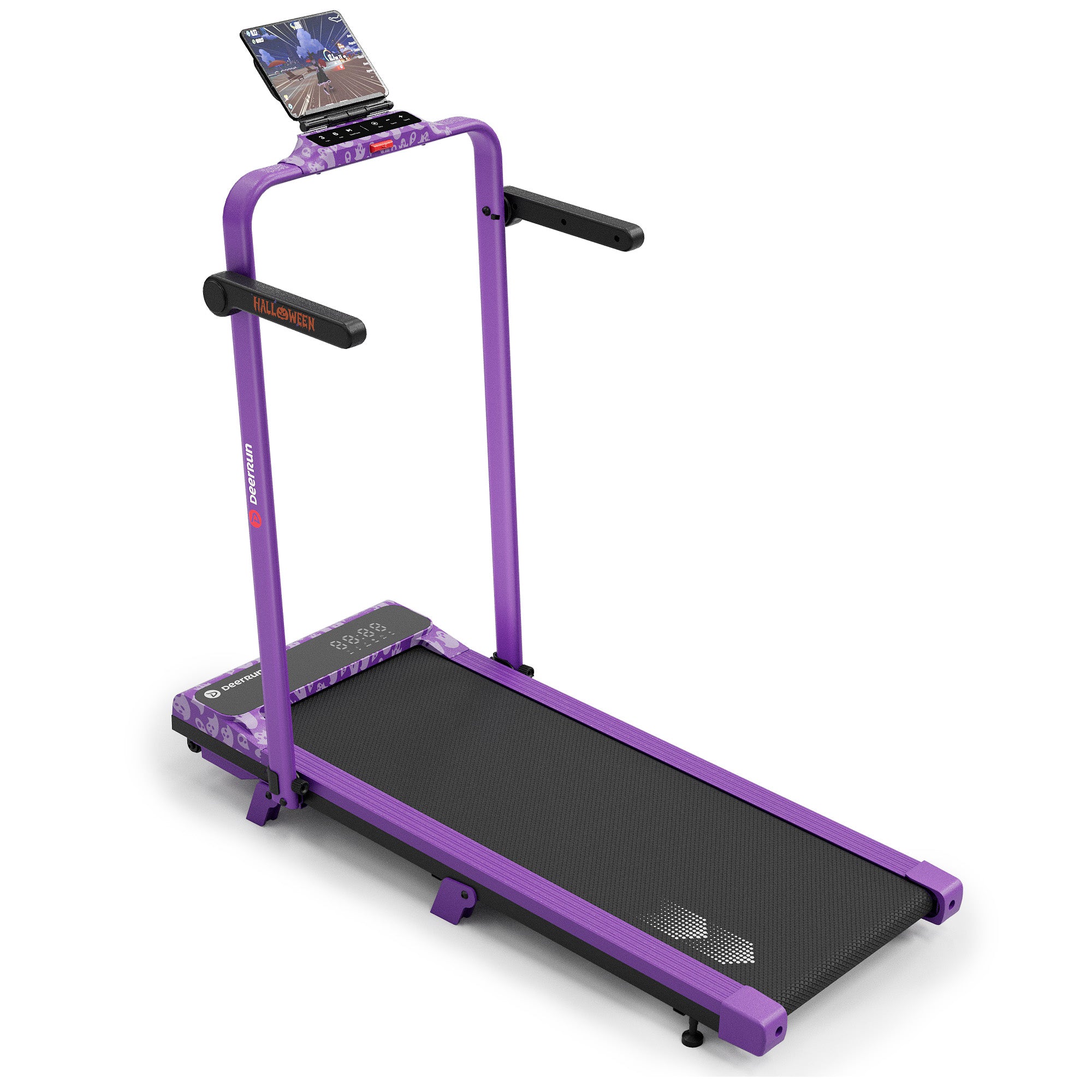 DeerRun Halloween Gift Edition 2-in-1 Foldable Treadmill for Home, Run & Save Space - With 6% Incline, Handlebar & Full Display Screen