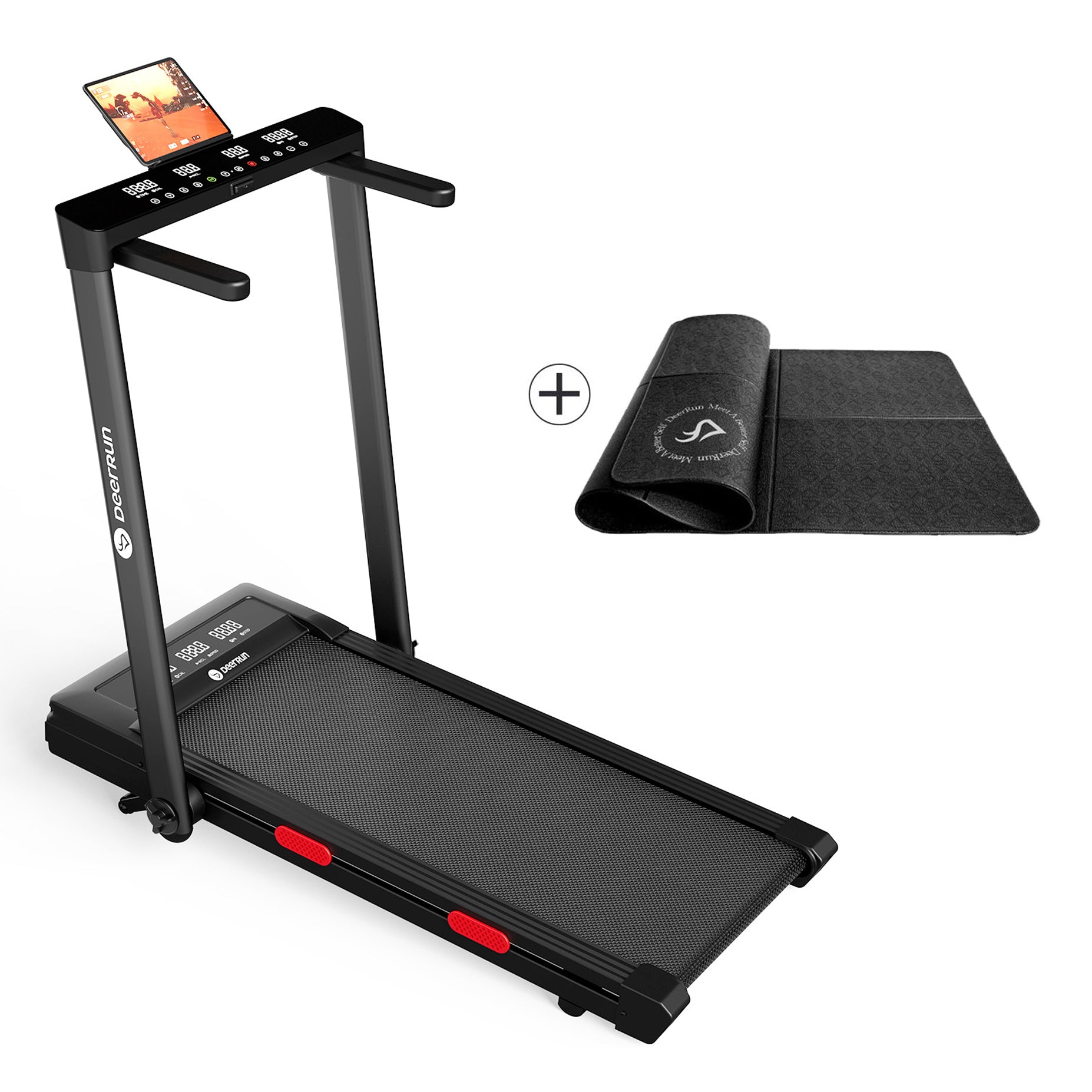 DeerRun Z10 Pro Muse Type 2 in 1 Foldable Treadmill with Remote Control, 12% Auto Incline - Black