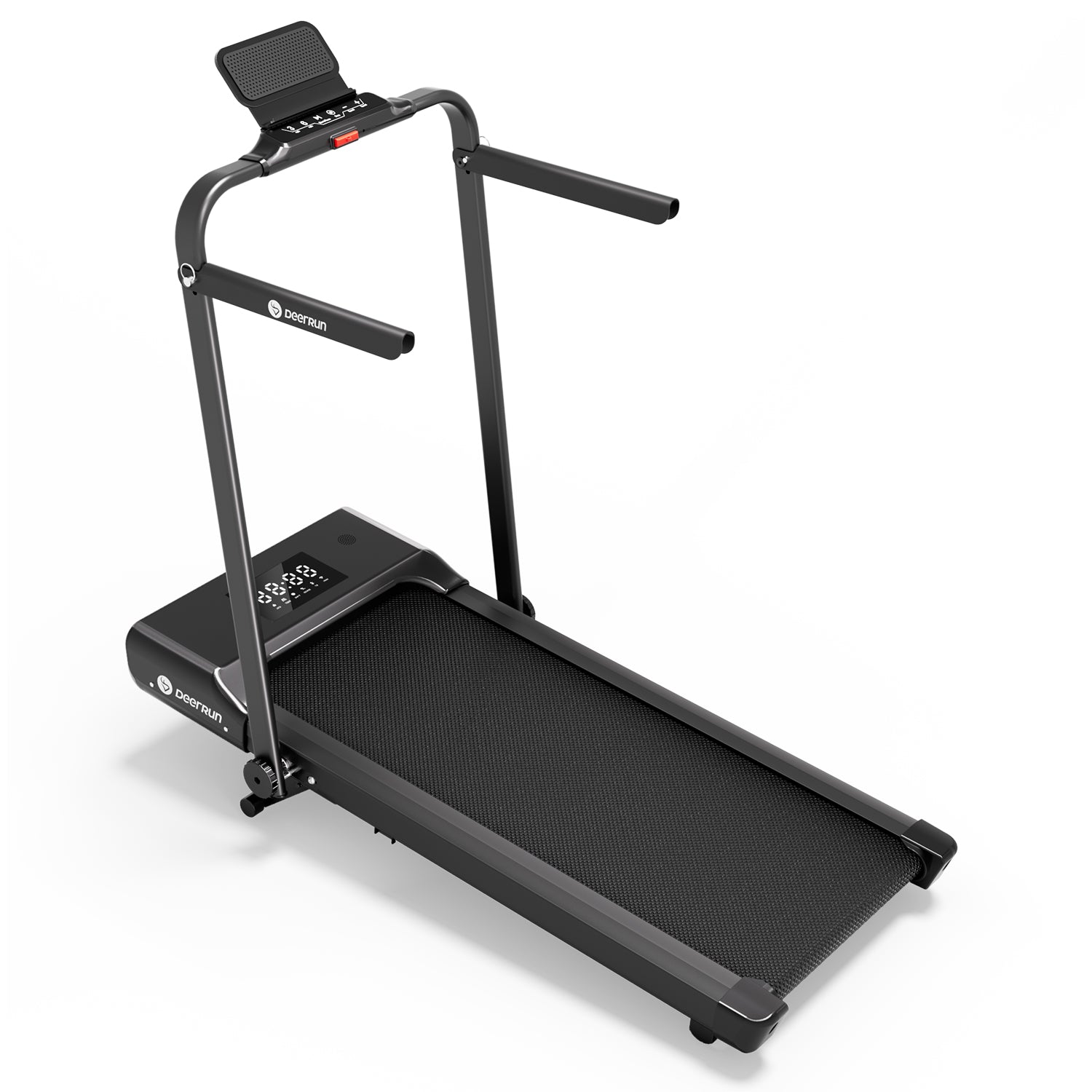 DeerRun A5 Mini 5.4% Incline Smart 2 in 1 Folding Treadmill with Handrail, 300 Lbs, 0.6-7.5 MPH