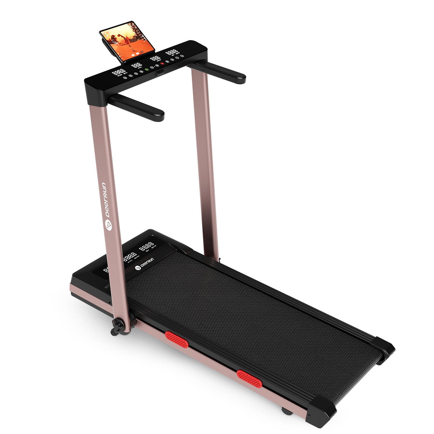 DeerRun Z10 Pro Muse Type 2 in 1 Foldable Treadmill with Remote Control, 12% Auto Incline, Rose Gold