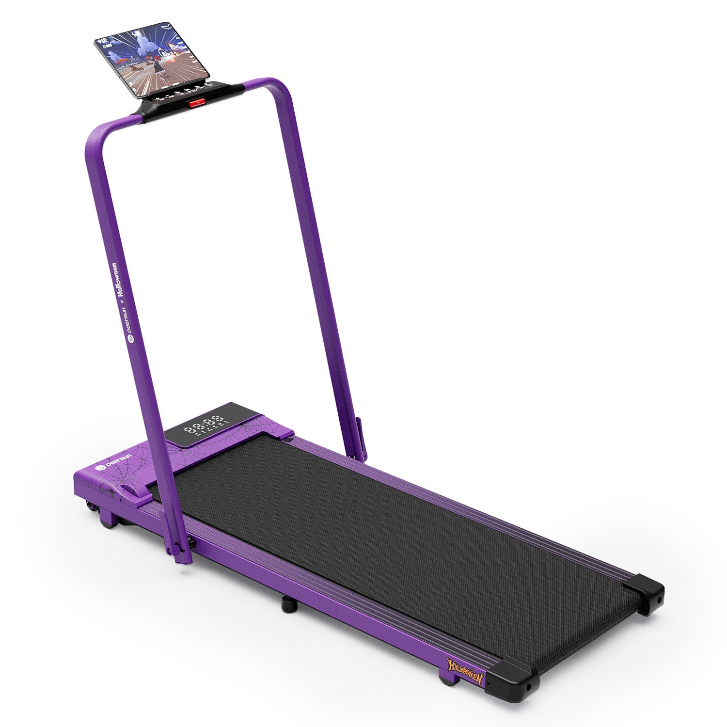 2026 New A6 Plus Handbar 5% Incline 2 in 1 Foldable Treadmill with Whole Screen Upgraded Chip & NFC Support | 300Lbs, 7.5Mph, Purple