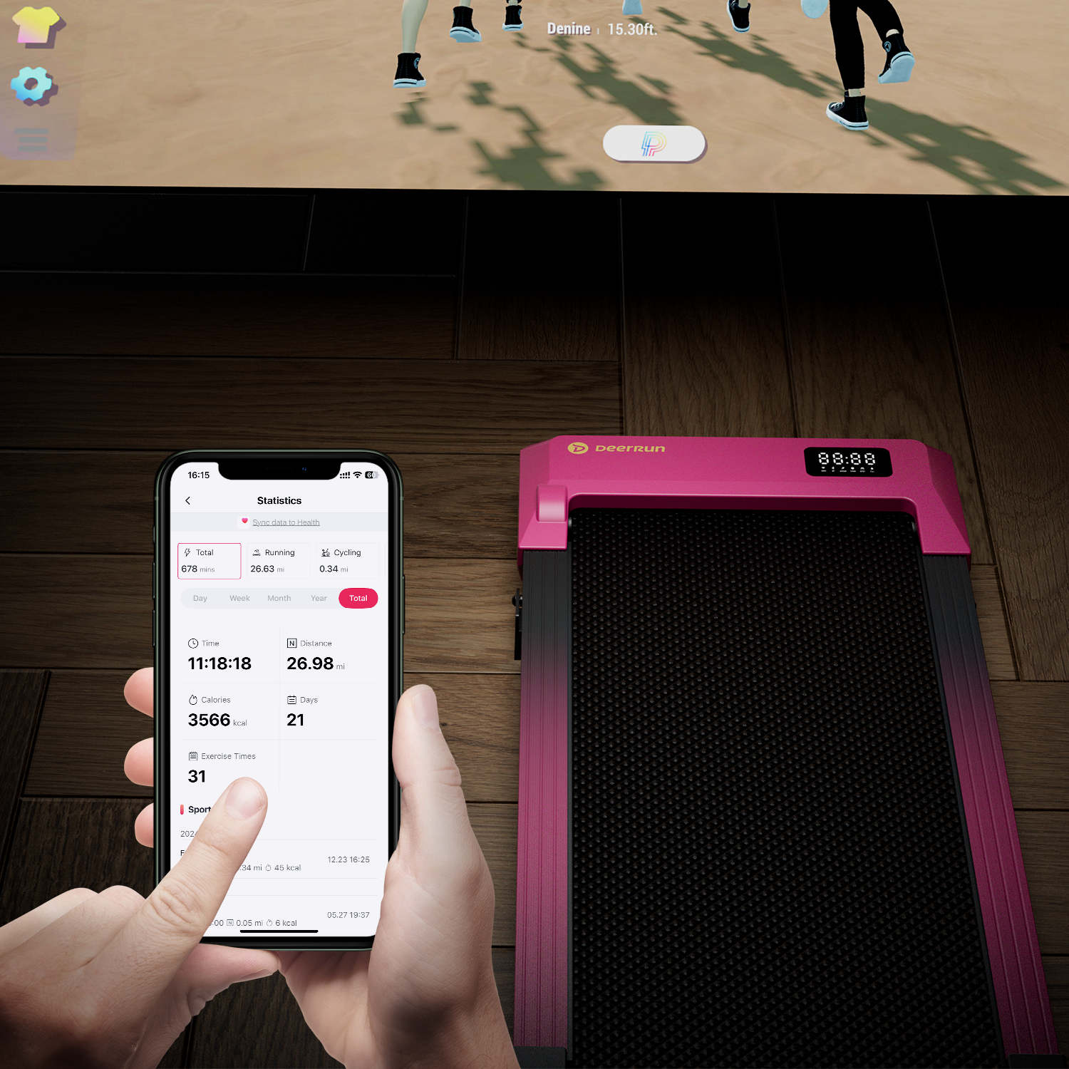 Valentine's Gift 7% Incline Under-Desk Walking Pad Treadmill - Black Pink