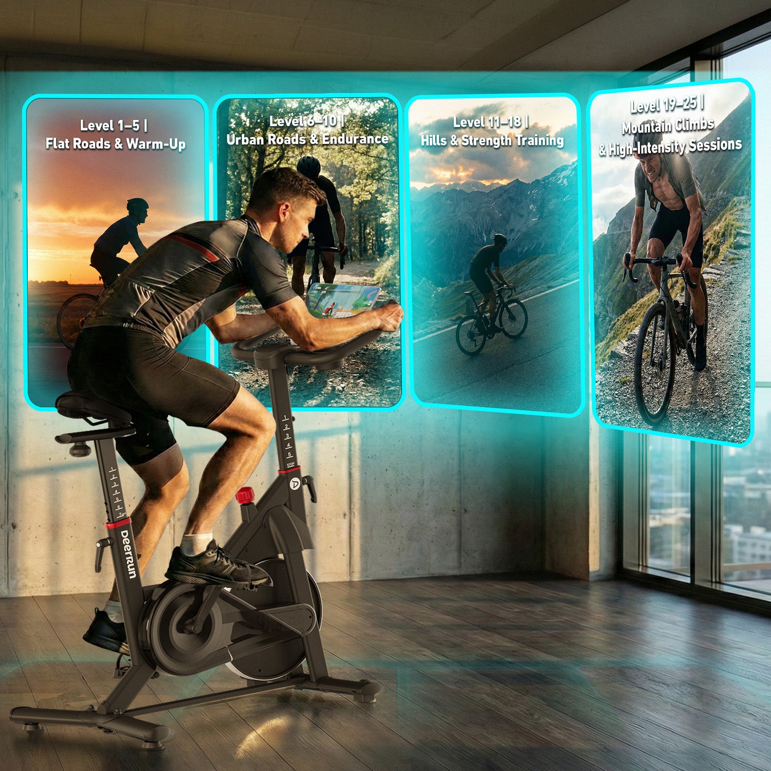 DeerRun S500 PM 25-level Magnetic Resistance Indoor Smart Bike with One-Way Bearing System