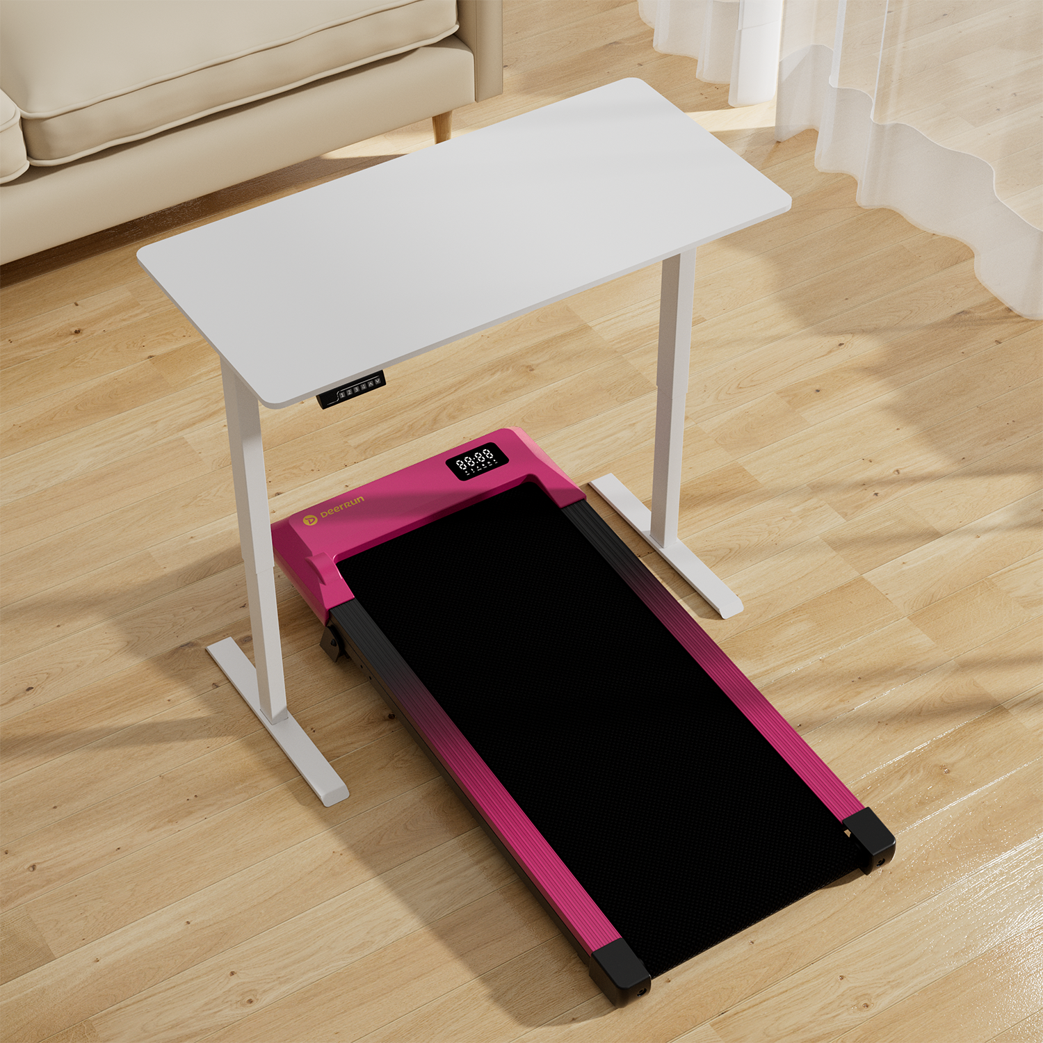 Valentine's Gift 7% Incline Under-Desk Walking Pad Treadmill - Black Pink