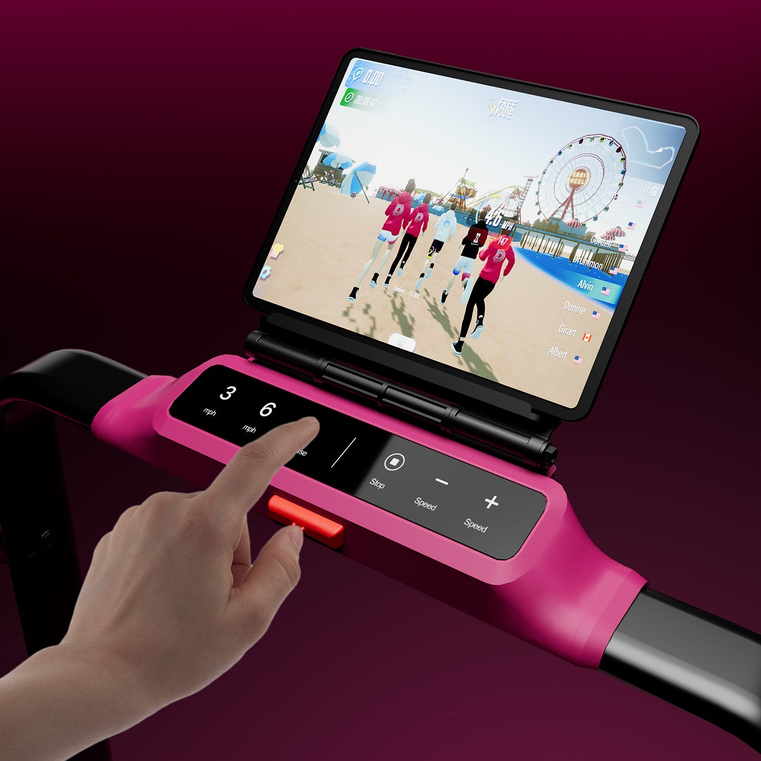 Valentine's Gift Couple-friendly 5% Incline Treadmill with Handrail - Black Pink