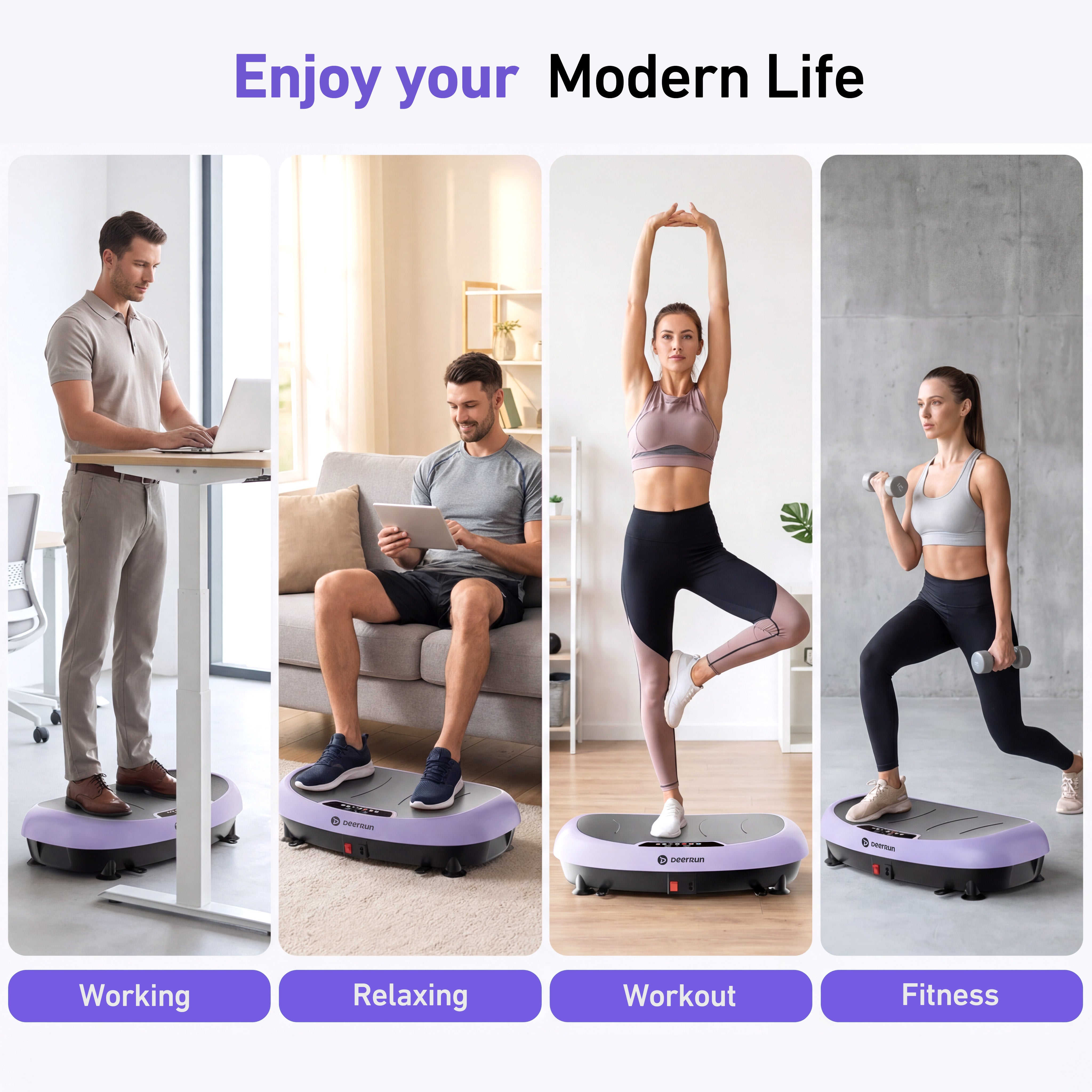 DeerRun® High-Power Full‑Body Vibration Plate Workout, 440lbs