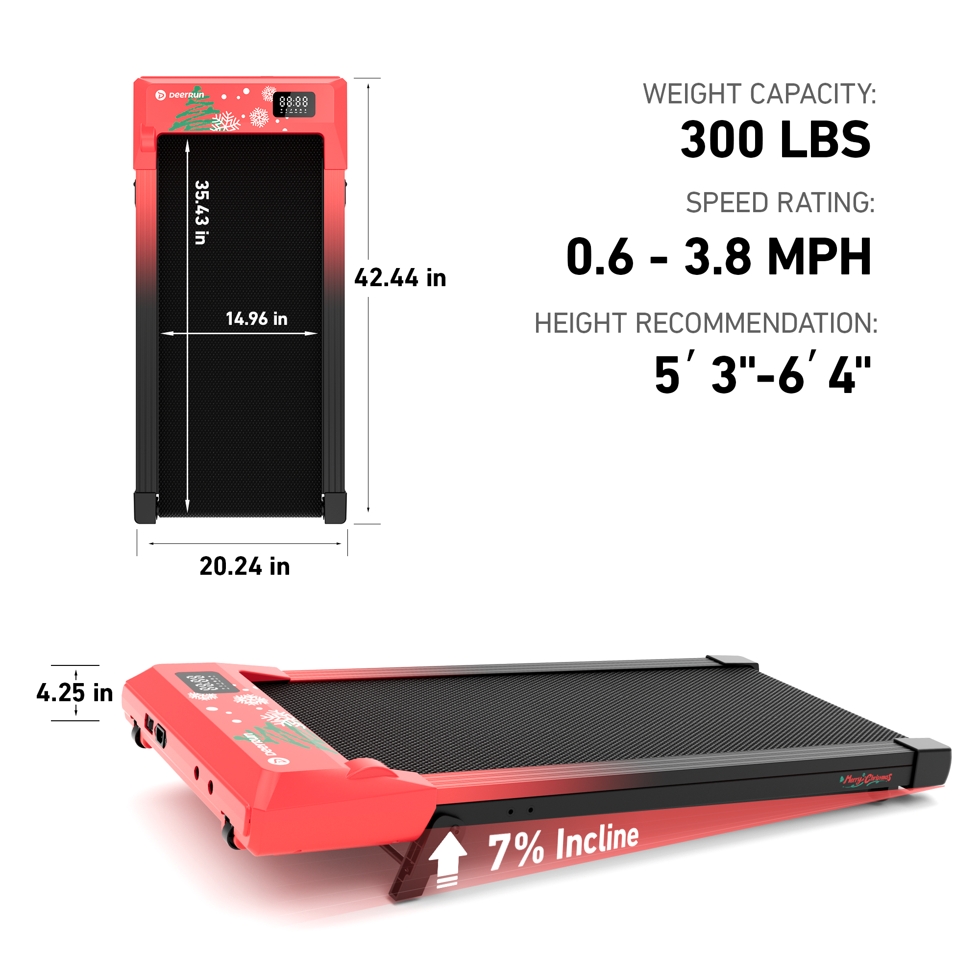 Q2 Christmas Edition 7% Incline Smart Walking Pad Treadmill