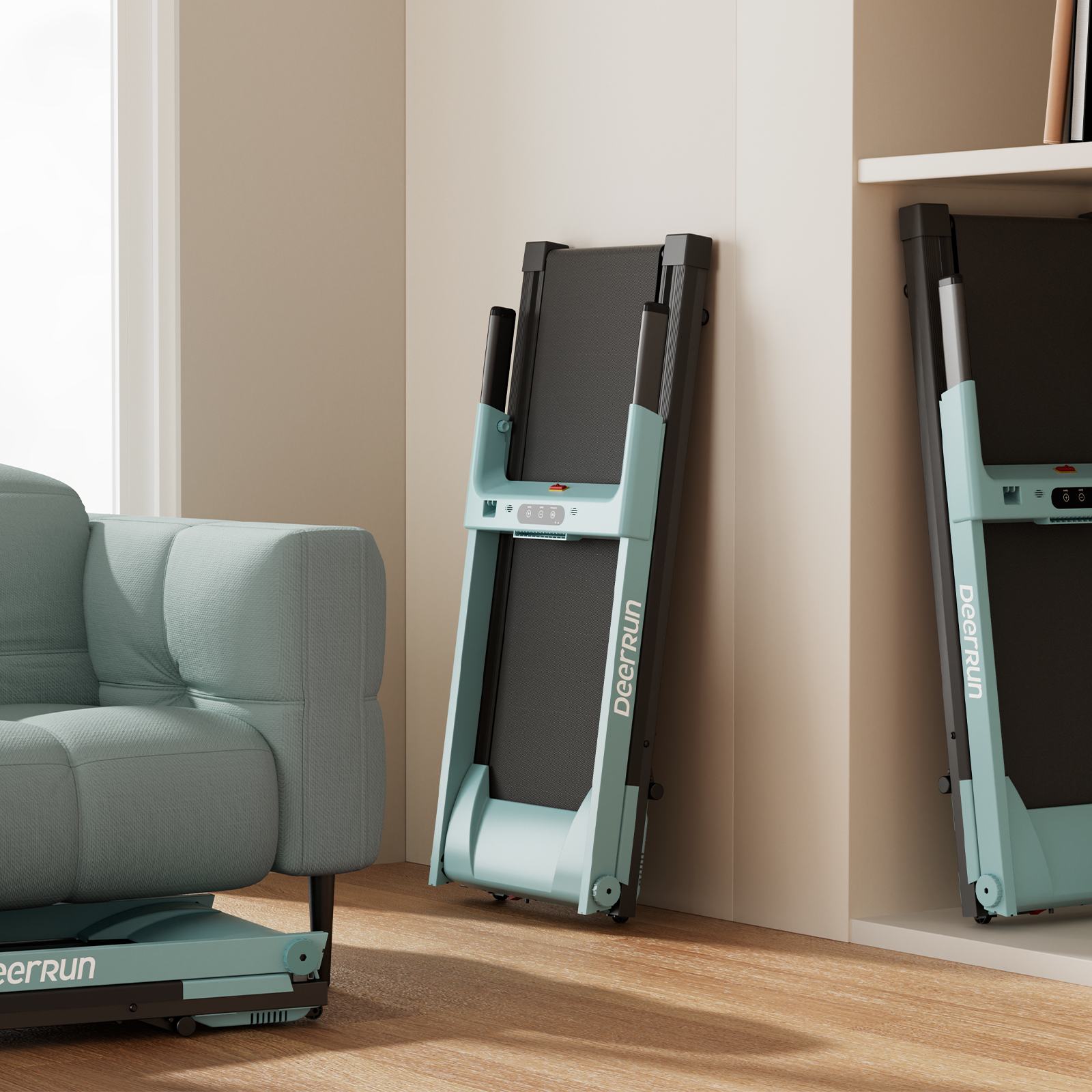 DeerRun A1 Pro Move+  6% Incline Foldable Treadmill——Upgraded Chip & NFC Support | 350Lbs, 10mph Mint Green