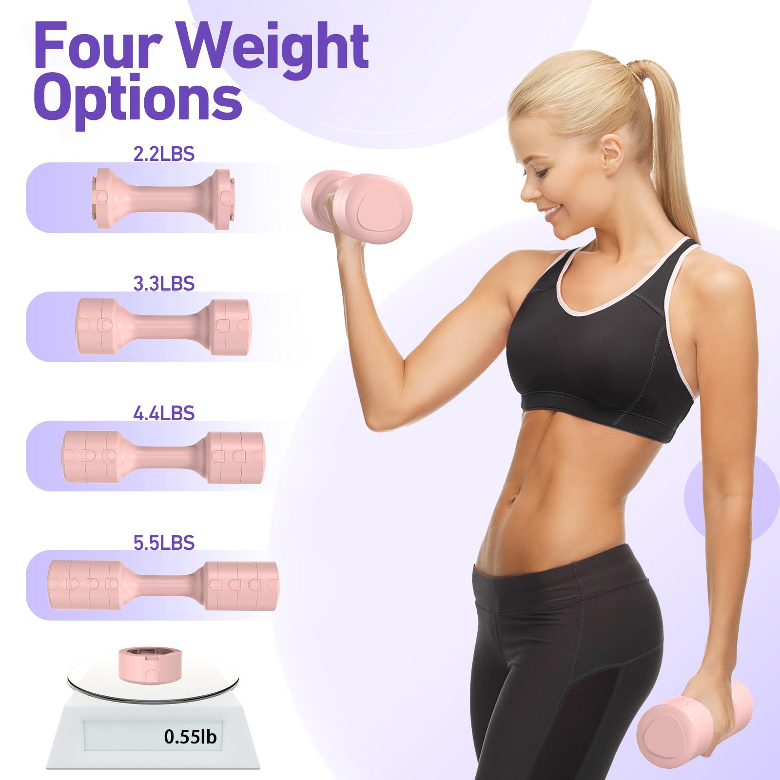 DeerRun® Dumbbell - Each 3.3lbs to 5.5lbs for Women at Home