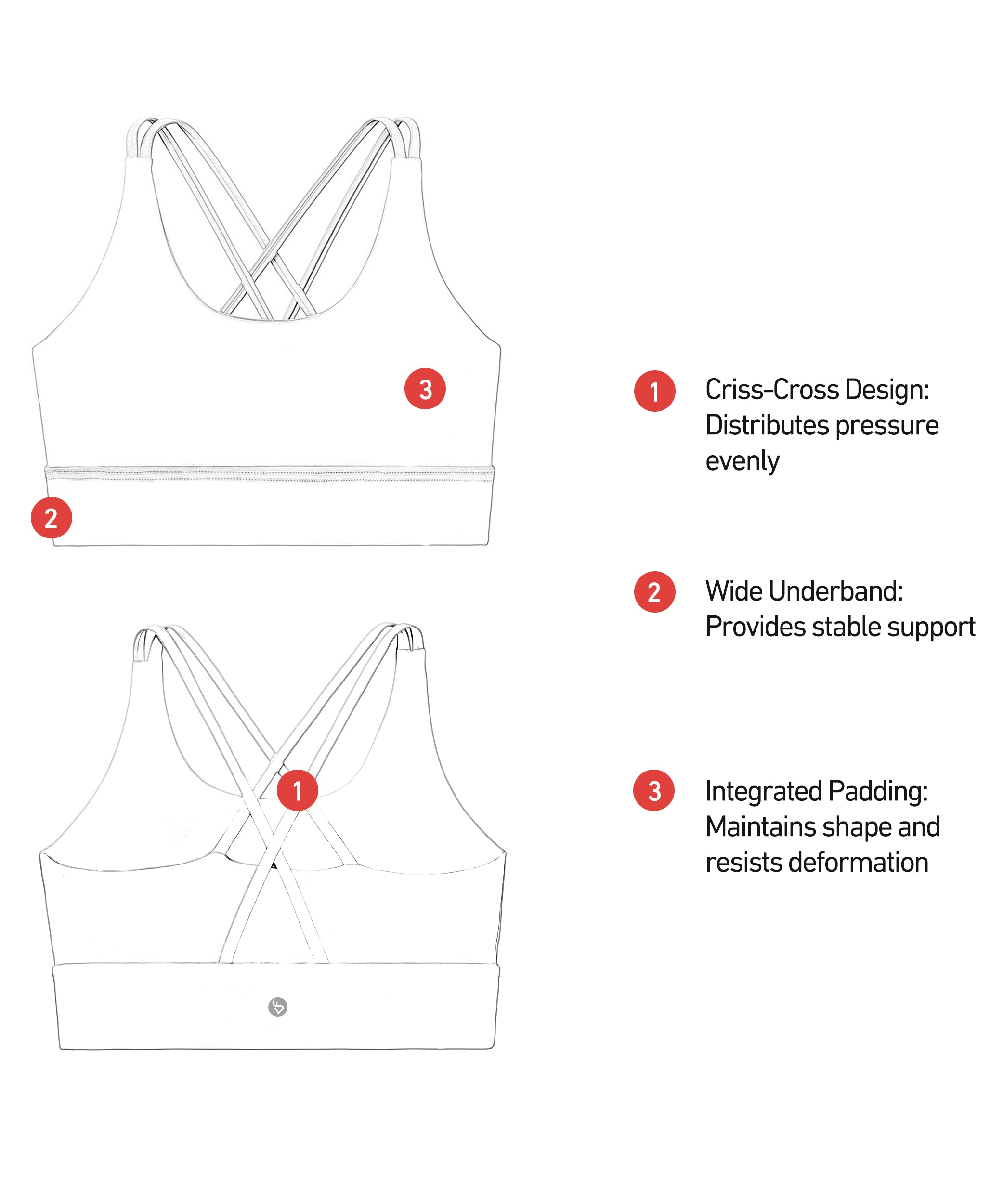 DeerRun® Cross-Back Sports Bra, Medium Support