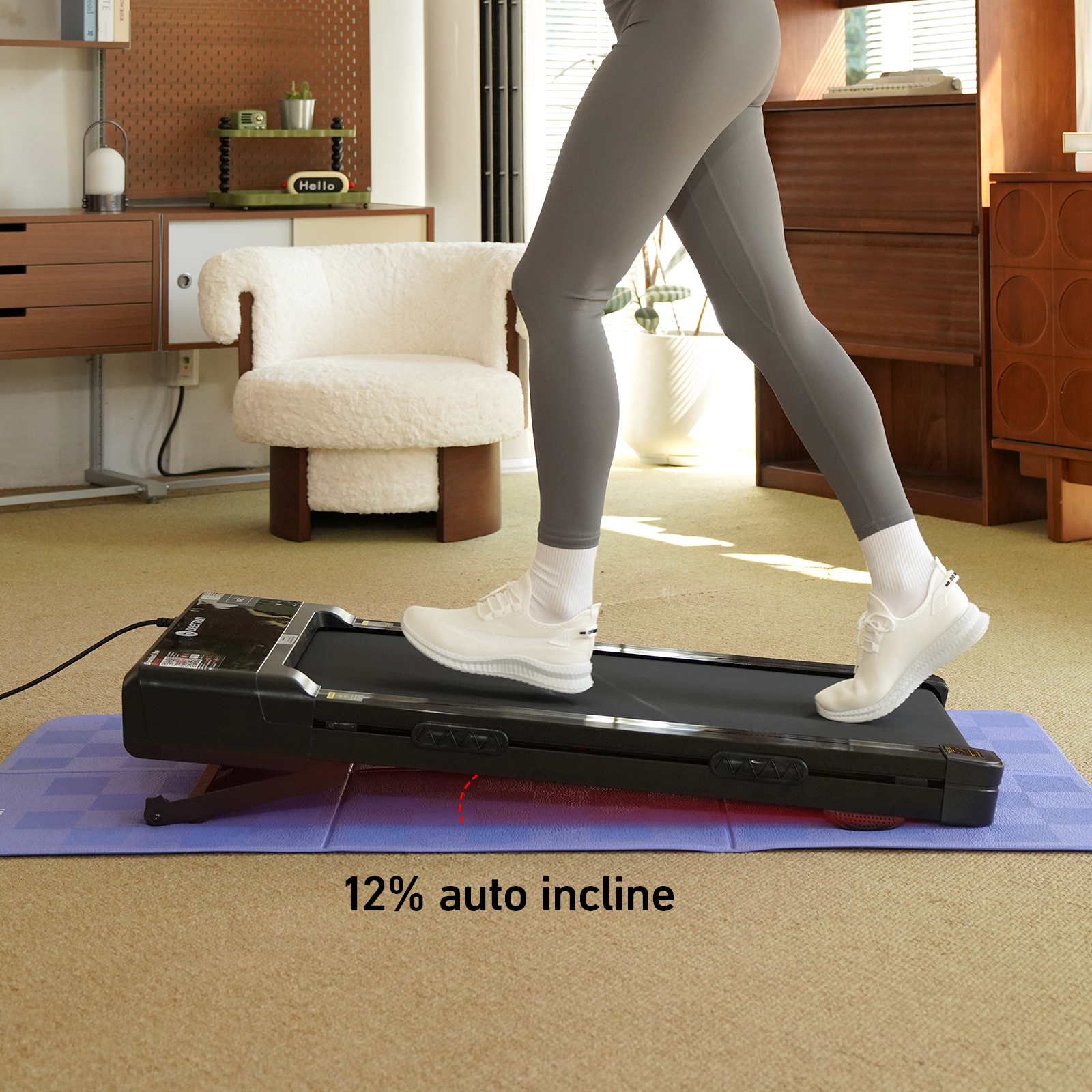 DeerRun Z10 Upgrade Full-screen Smart Walking Pad Treadmill with remote control 12% Auto Incline - Black, More Light, More Thin