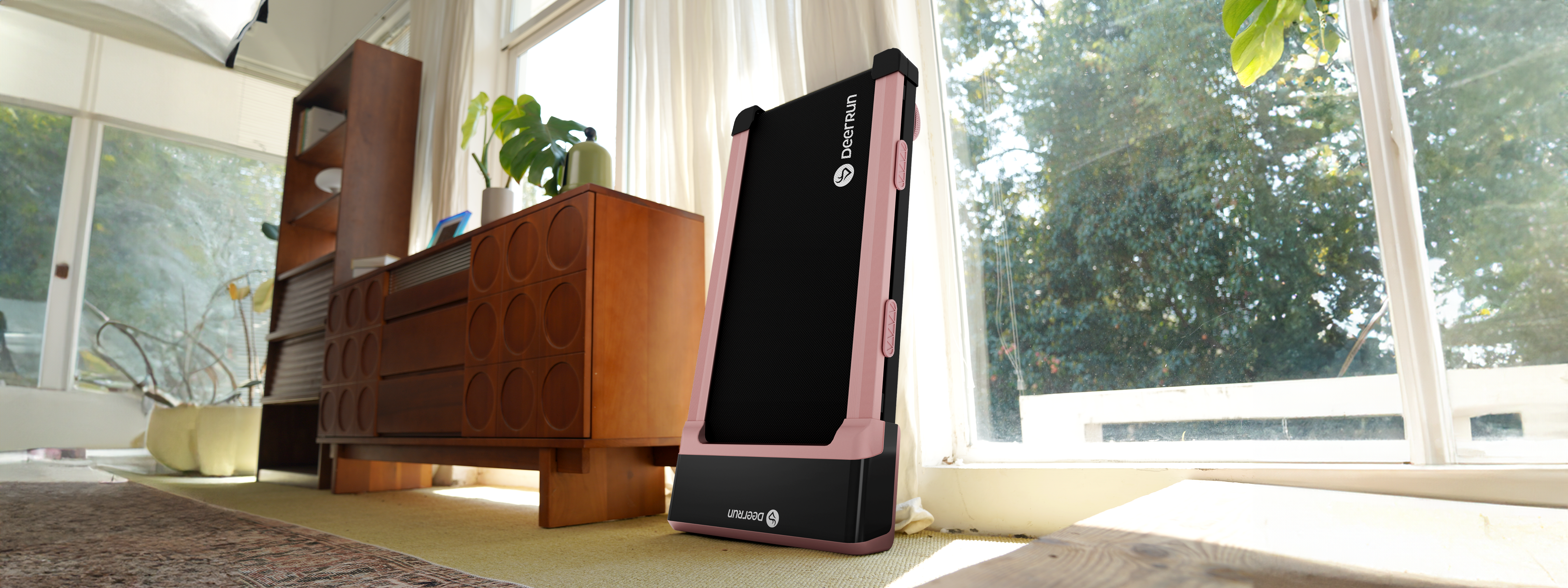 DeerRun Z10 12% Auto Incline Smart Walking Pad Treadmill with remote control-Pink