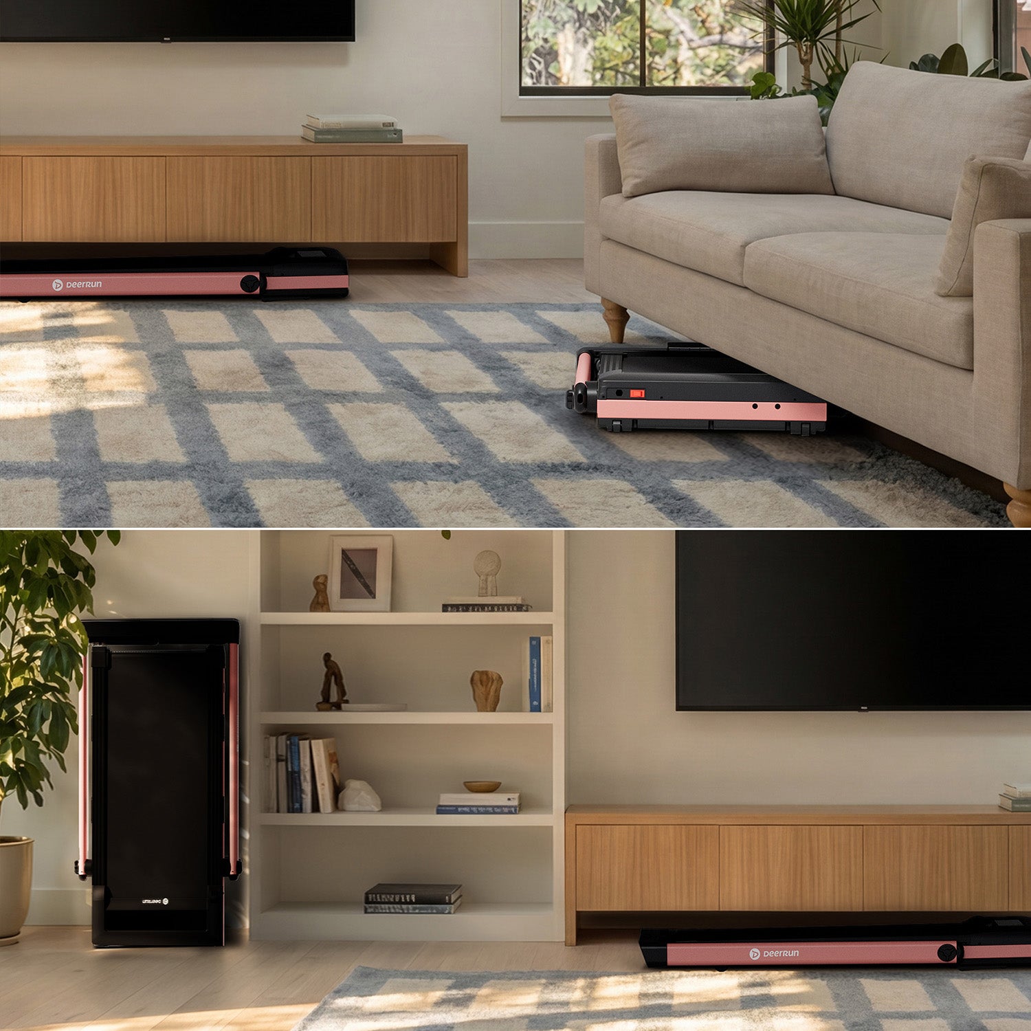 DeerRun Z10 Pro treadmill stored in a living room