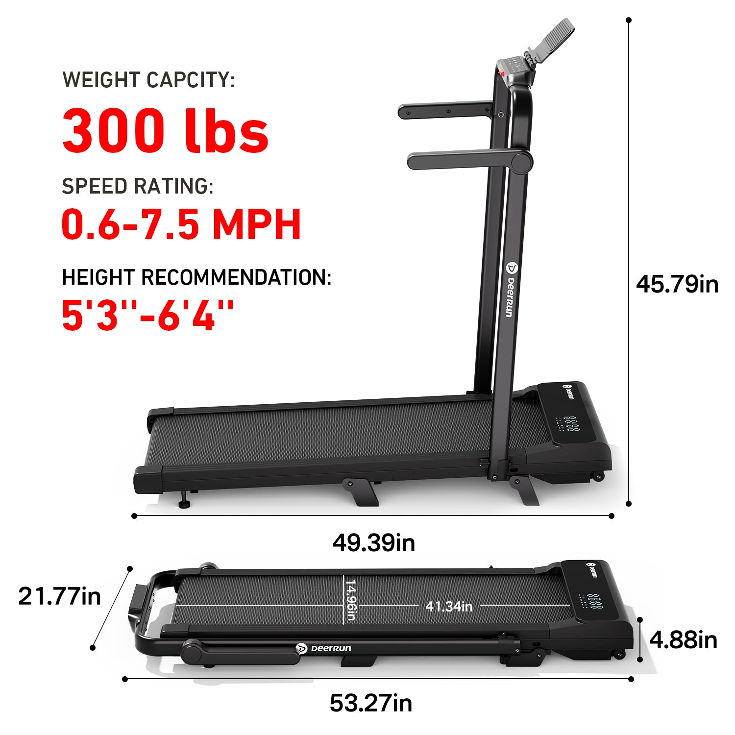 2026 New A6 Plus Handle 5% Incline 2 in 1 Foldable Treadmill with Whole Screen Upgraded Chip & NFC Support | 300 lbs, 7.5 mph, Black