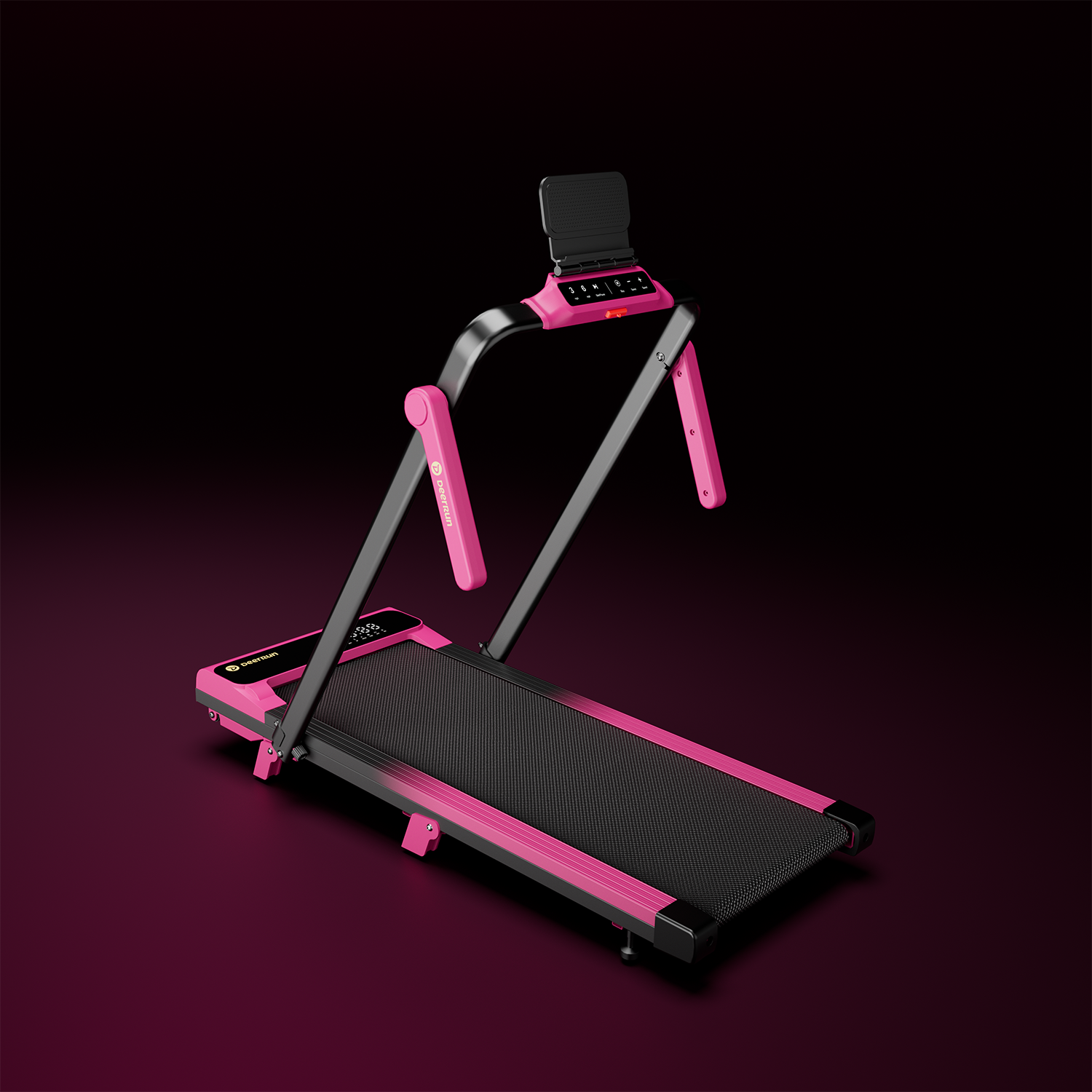 Valentine's Gift Couple-friendly 5% Incline Treadmill with Handrail - Black Pink