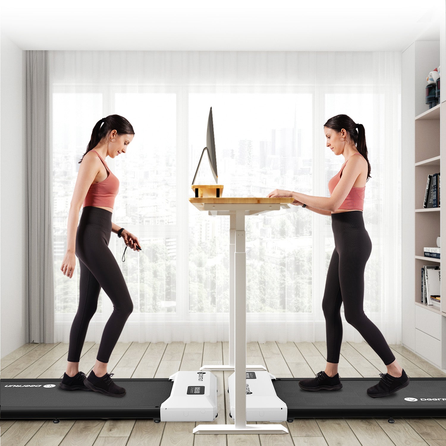 DeerRun Q1-Urban Under-Desk Treadmill with Remote Control and Under Desk Bike